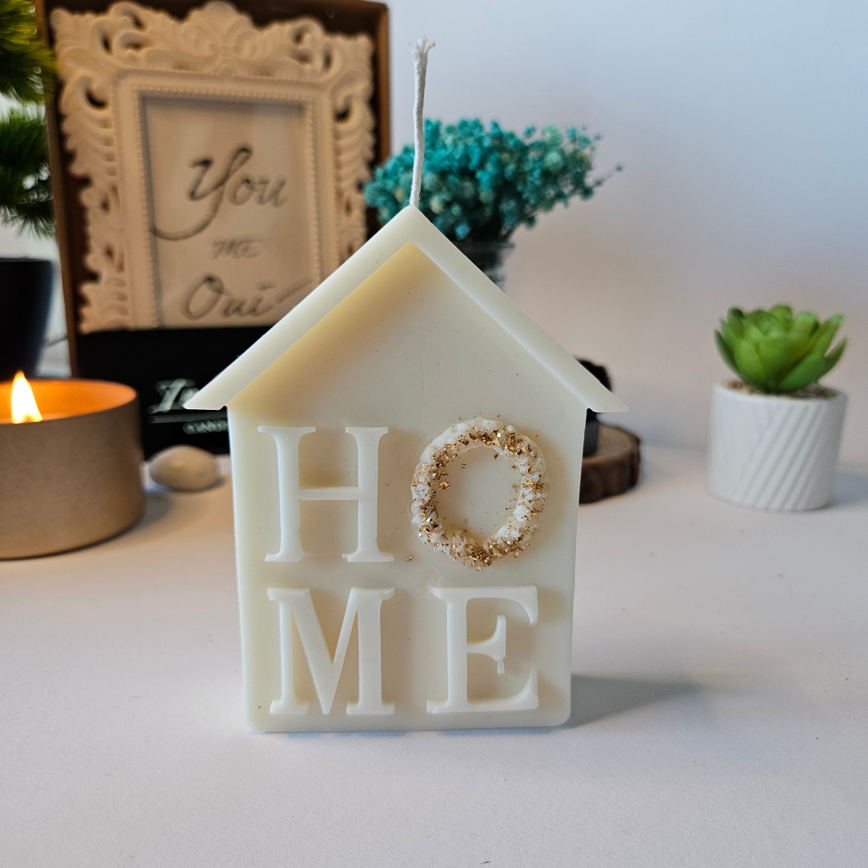 Mājas siltuma svece – HOME dizains, roku darbs no dabīga sojas un rapšu vaska