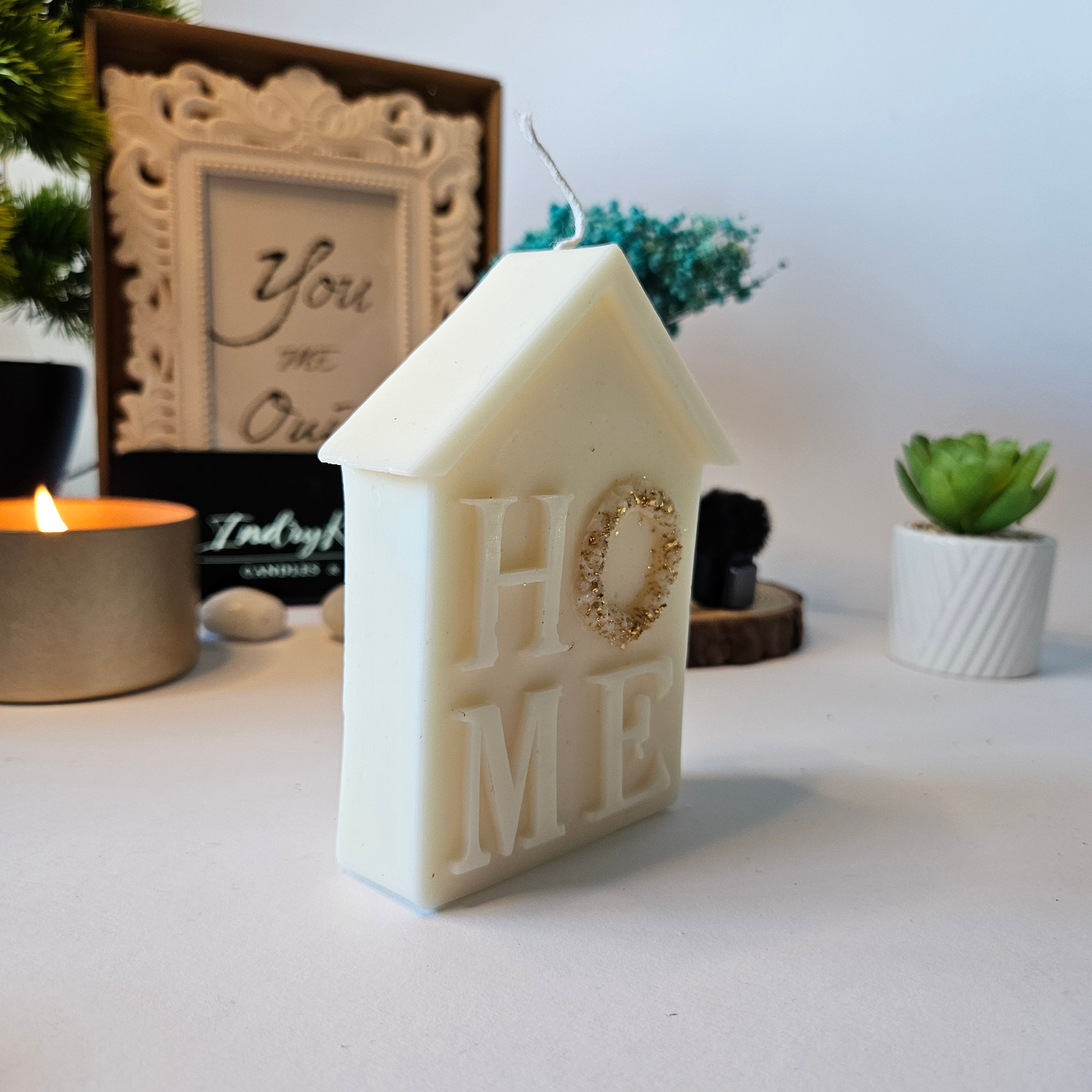 Mājas siltuma svece – HOME dizains, roku darbs no dabīga sojas un rapšu vaska