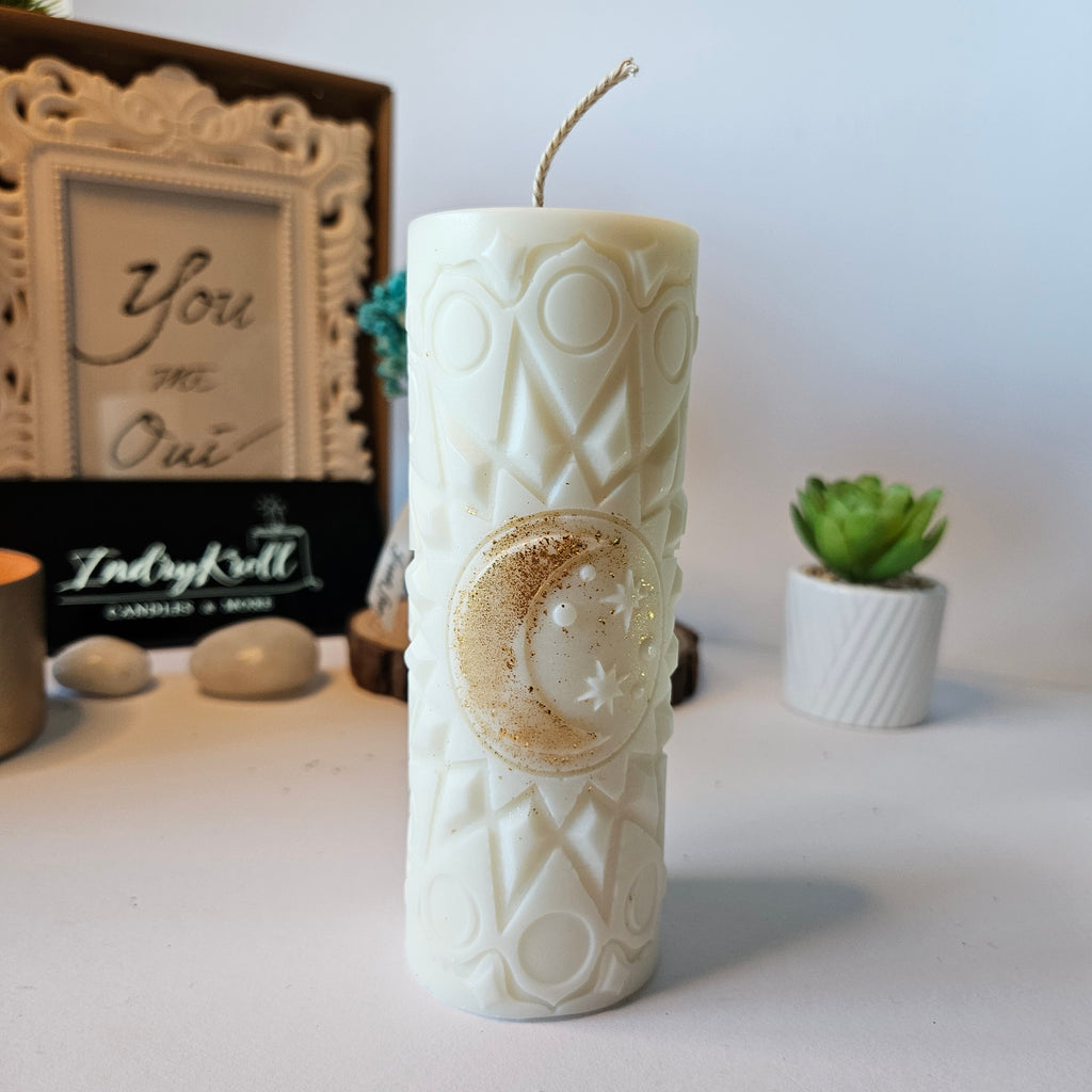 Mēness un zvaigžņu svece – Roku darbs no dabīga sojas un rapšu vaska