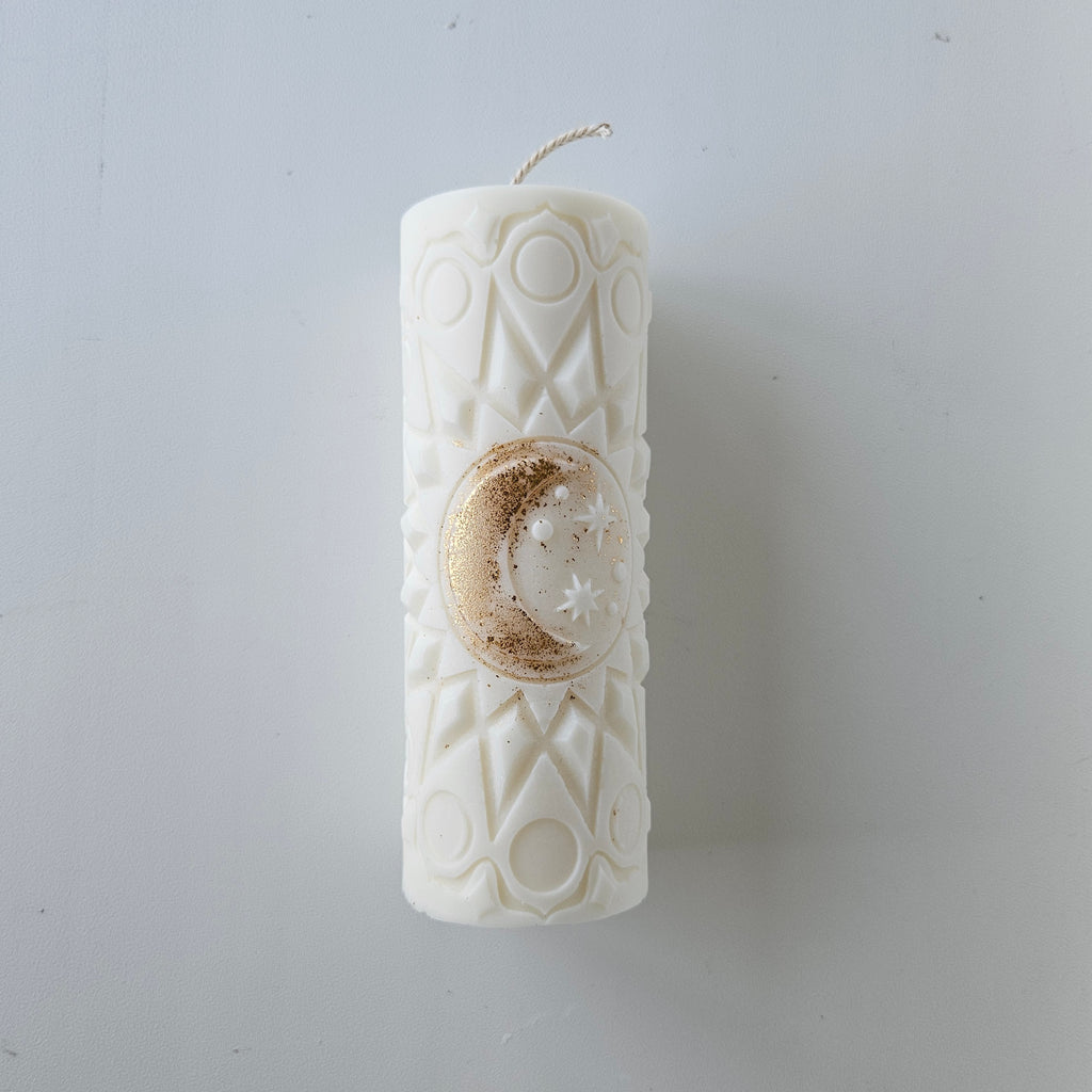 Mēness un zvaigžņu svece – Roku darbs no dabīga sojas un rapšu vaska