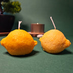 Citrona formas svece – Roku darbs no dabīga sojas un rapšu vaska