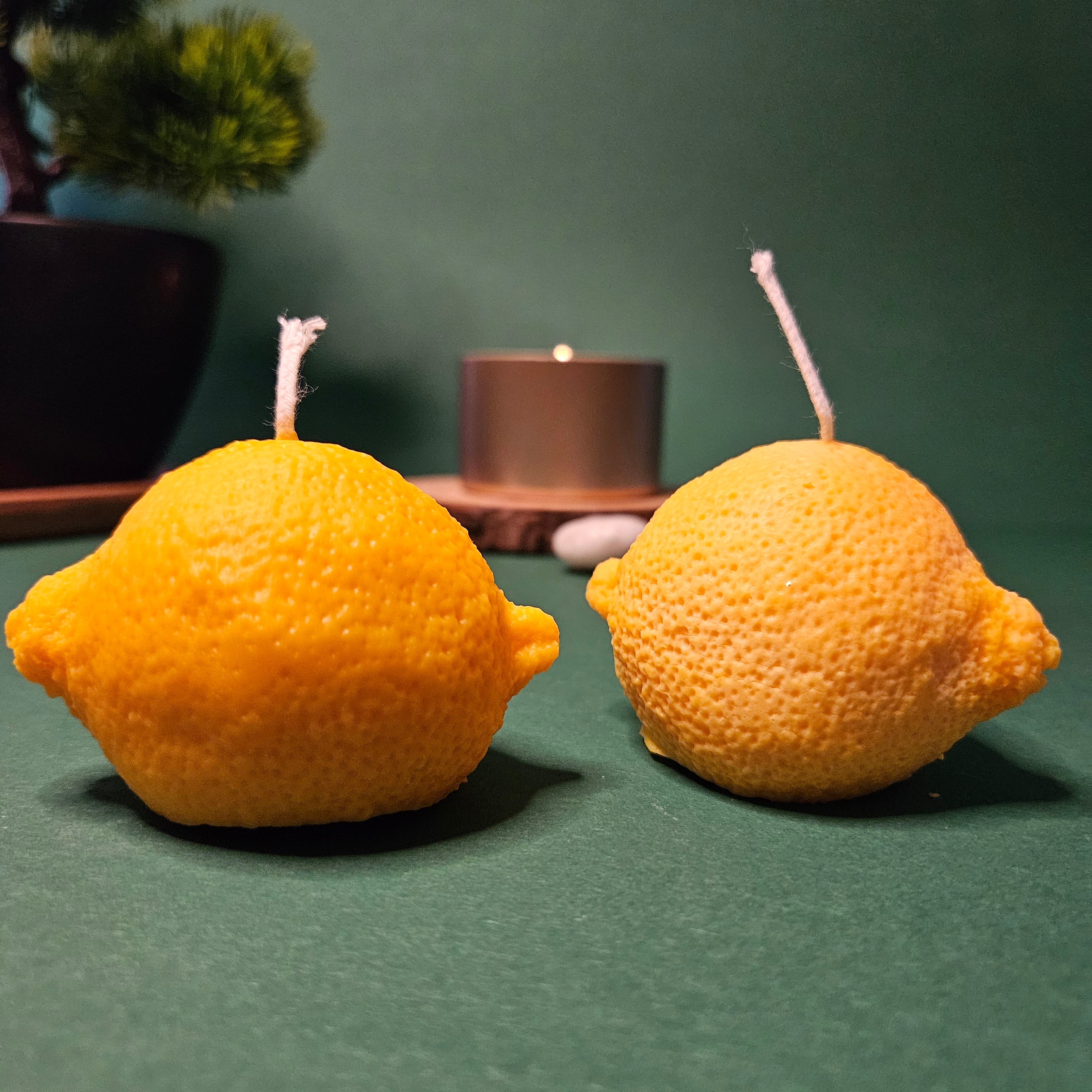 Citrona formas svece – Roku darbs no dabīga sojas un rapšu vaska