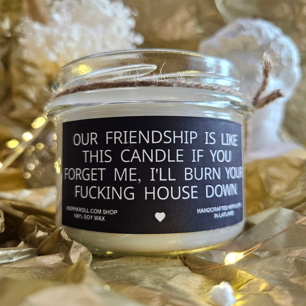 Funny Friendship Candle – “Our Friendship Is Like This Candle” | 100% Soy Wax, Eco-Friendly