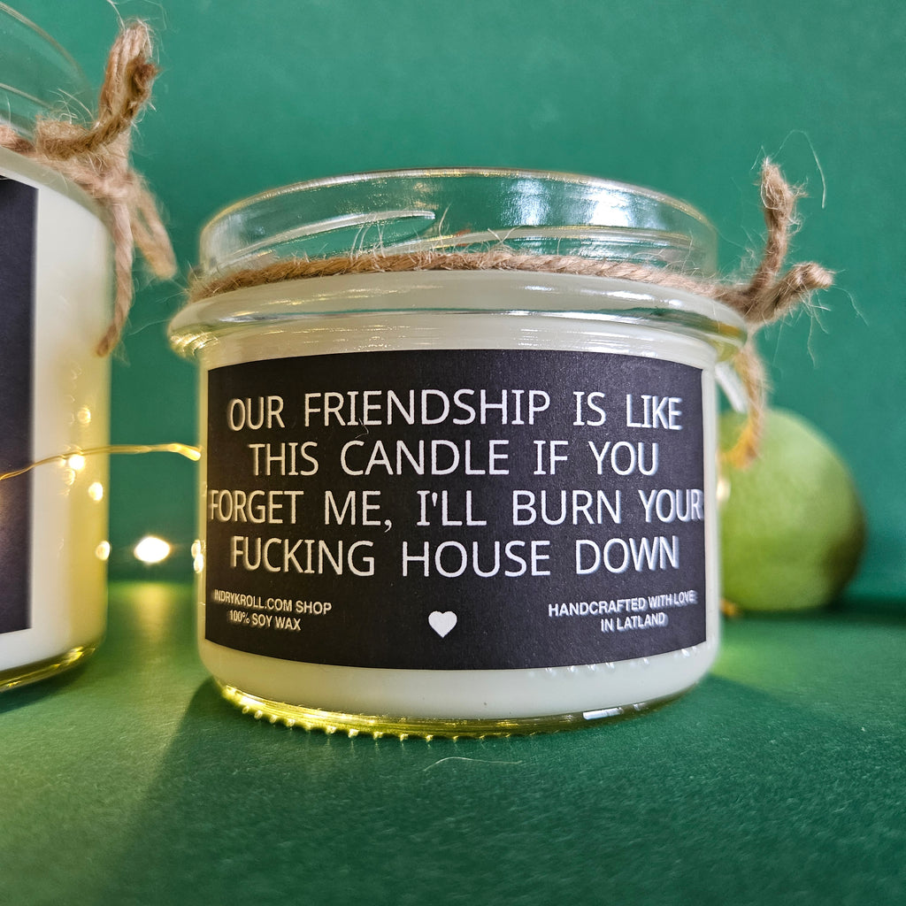Funny Friendship Candle – “Our Friendship Is Like This Candle” | 100% Soy Wax, Eco-Friendly