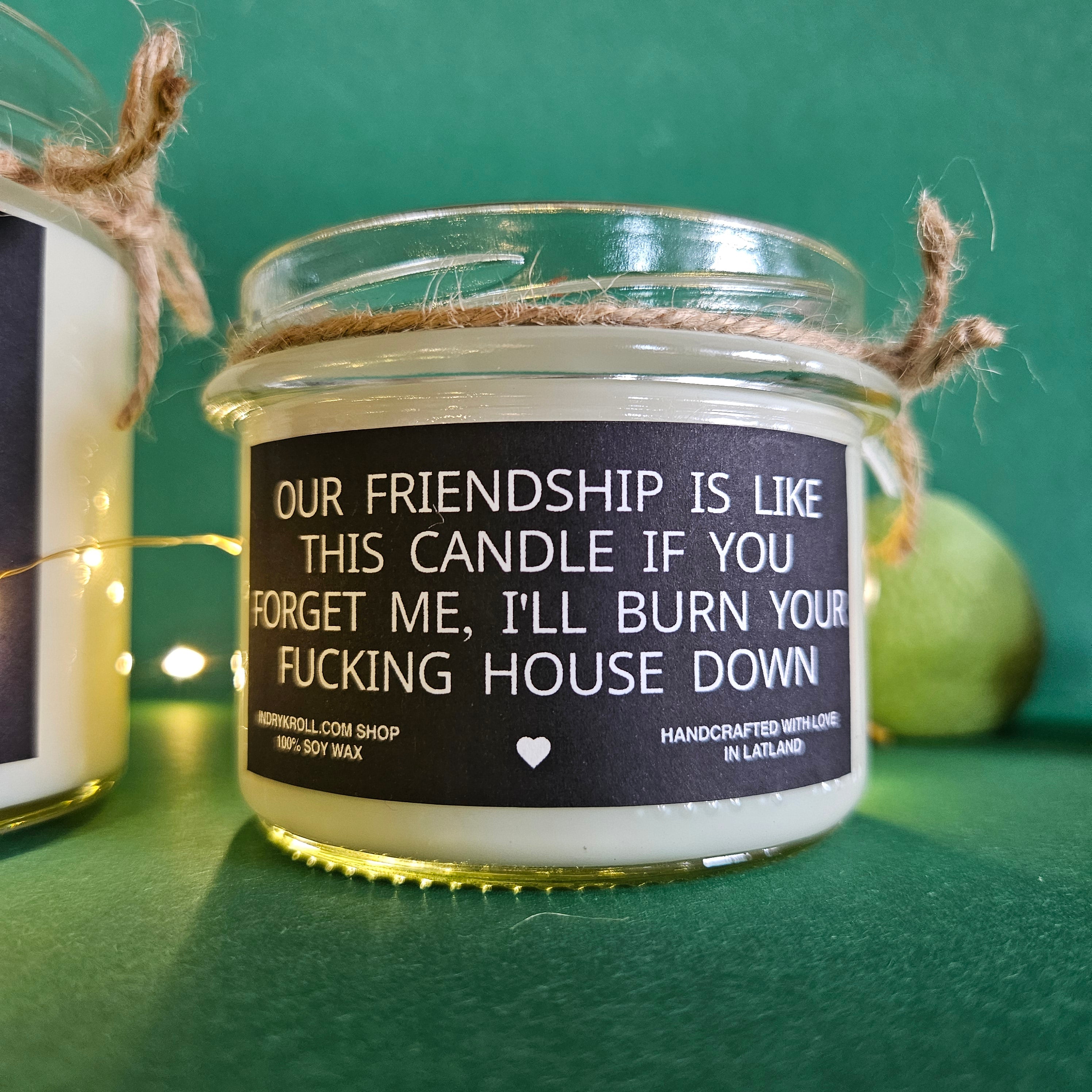 Funny Friendship Candle – “Our Friendship Is Like This Candle” | 100% Soy Wax, Eco-Friendly