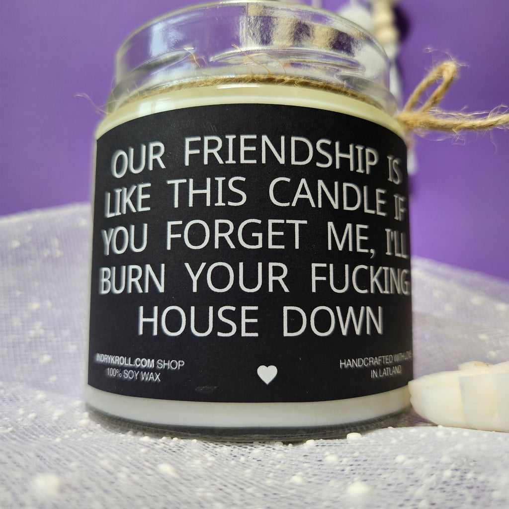 Funny Friendship Candle – “Our Friendship Is Like This Candle” | 100% Soy Wax, Eco-Friendly