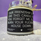 Funny Friendship Candle – “Our Friendship Is Like This Candle” | 100% Soy Wax, Eco-Friendly
