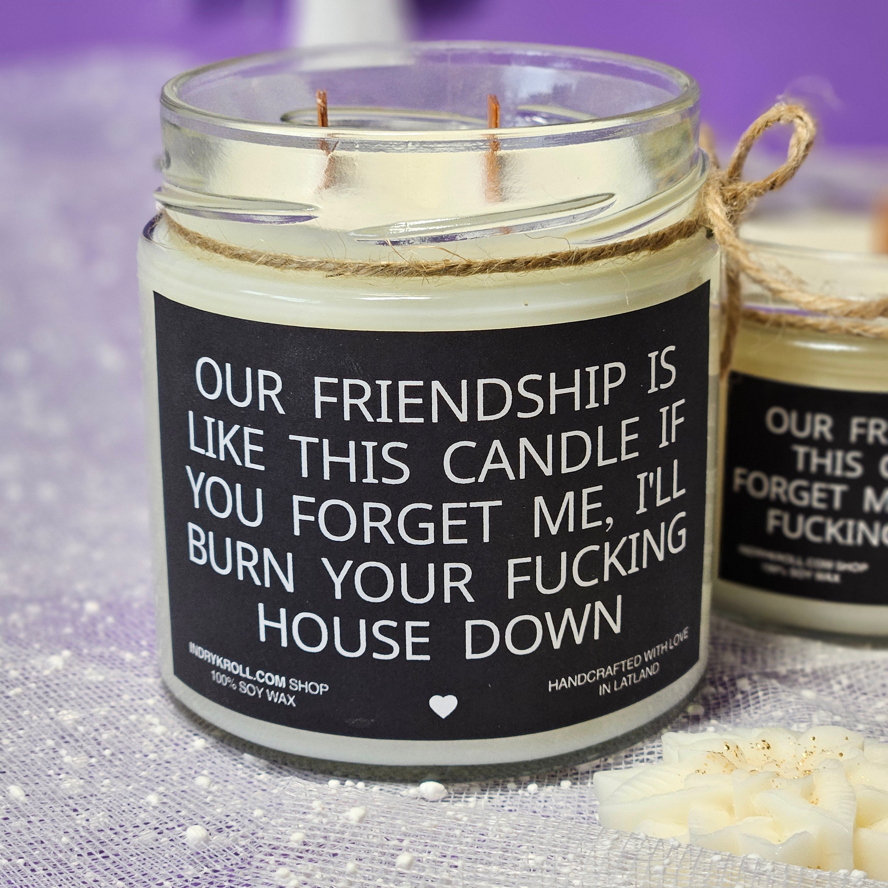Funny Friendship Candle – “Our Friendship Is Like This Candle” | 100% Soy Wax, Eco-Friendly