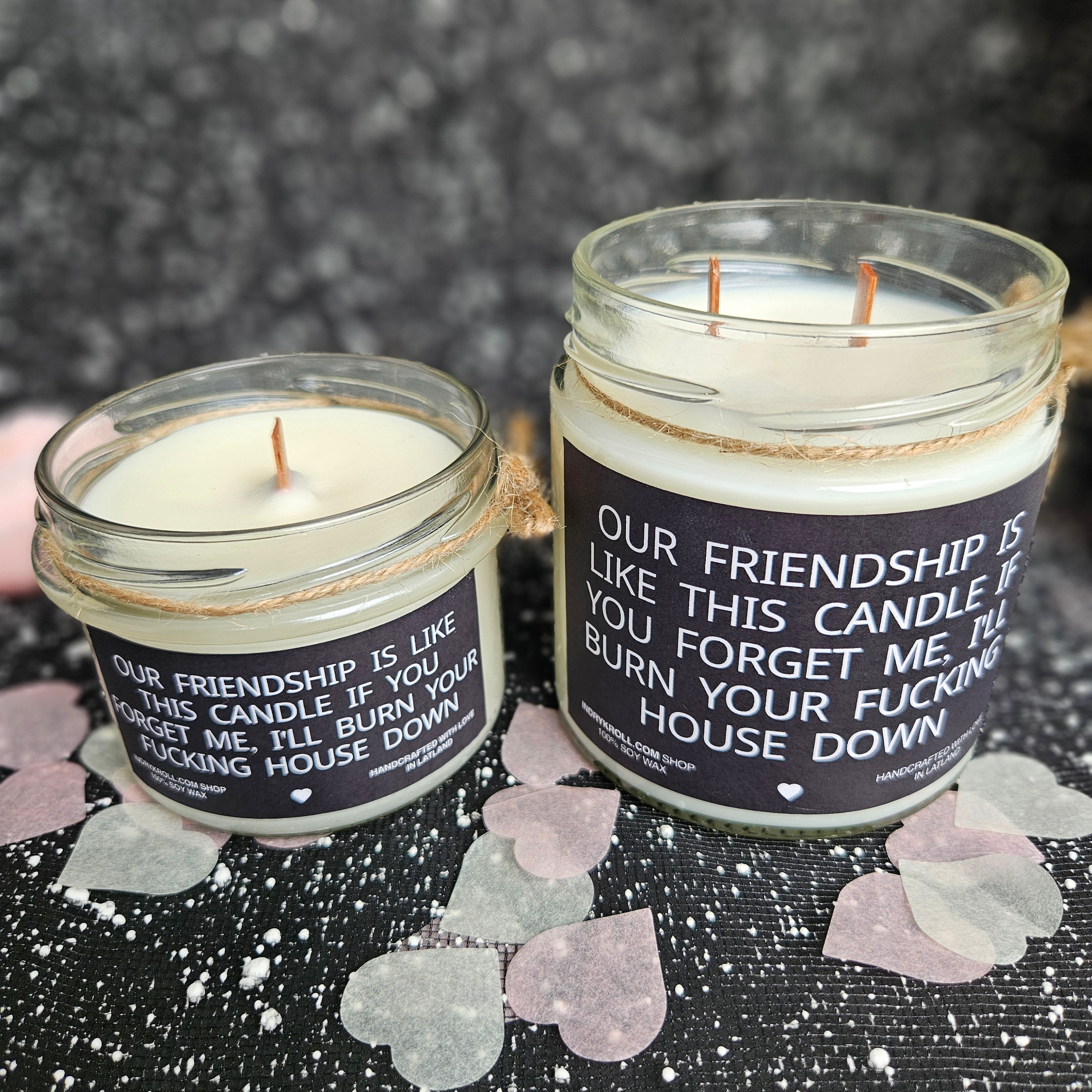 Funny Friendship Candle – “Our Friendship Is Like This Candle” | 100% Soy Wax, Eco-Friendly