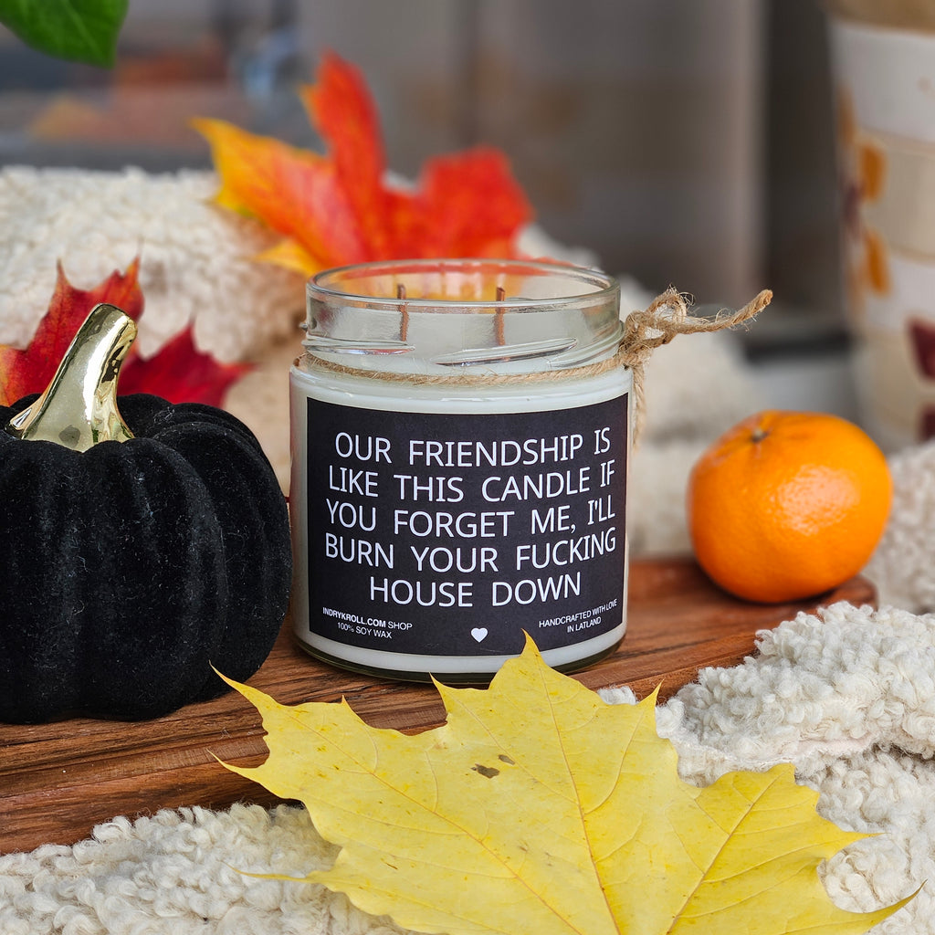 Funny Friendship Candle – “Our Friendship Is Like This Candle” | 100% Soy Wax, Eco-Friendly