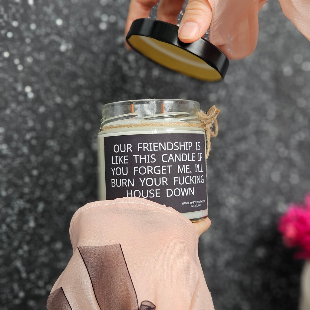 Funny Friendship Candle – “Our Friendship Is Like This Candle” | 100% Soy Wax, Eco-Friendly