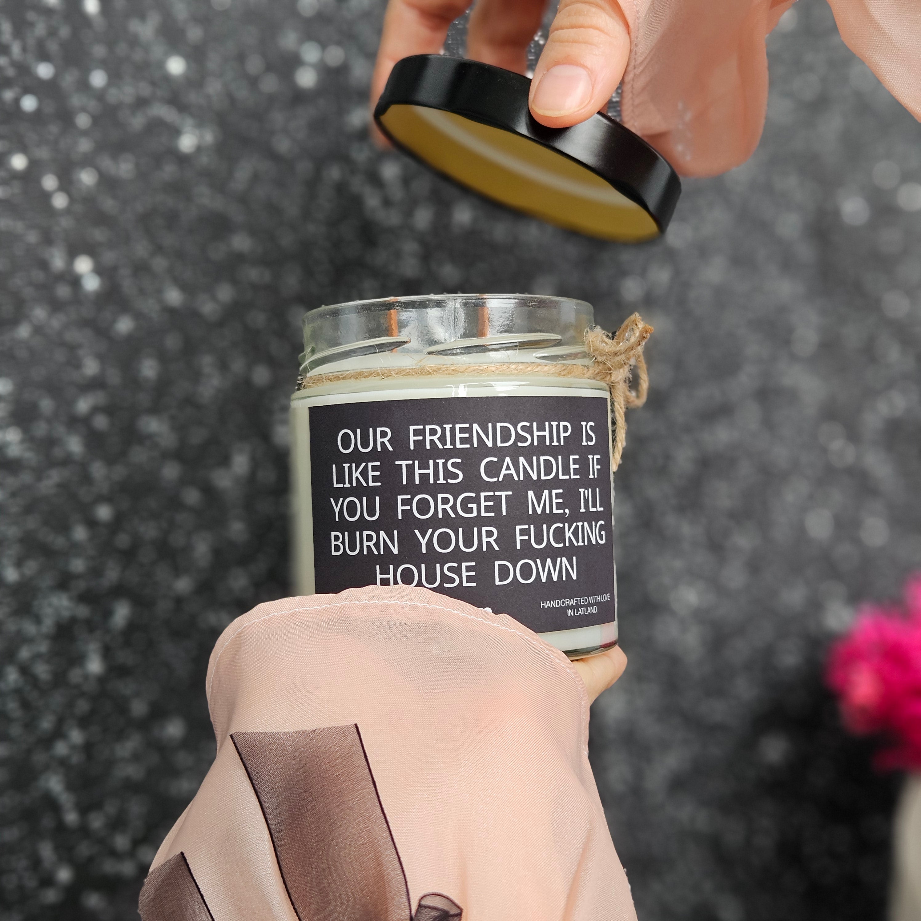 Funny Friendship Candle – “Our Friendship Is Like This Candle” | 100% Soy Wax, Eco-Friendly