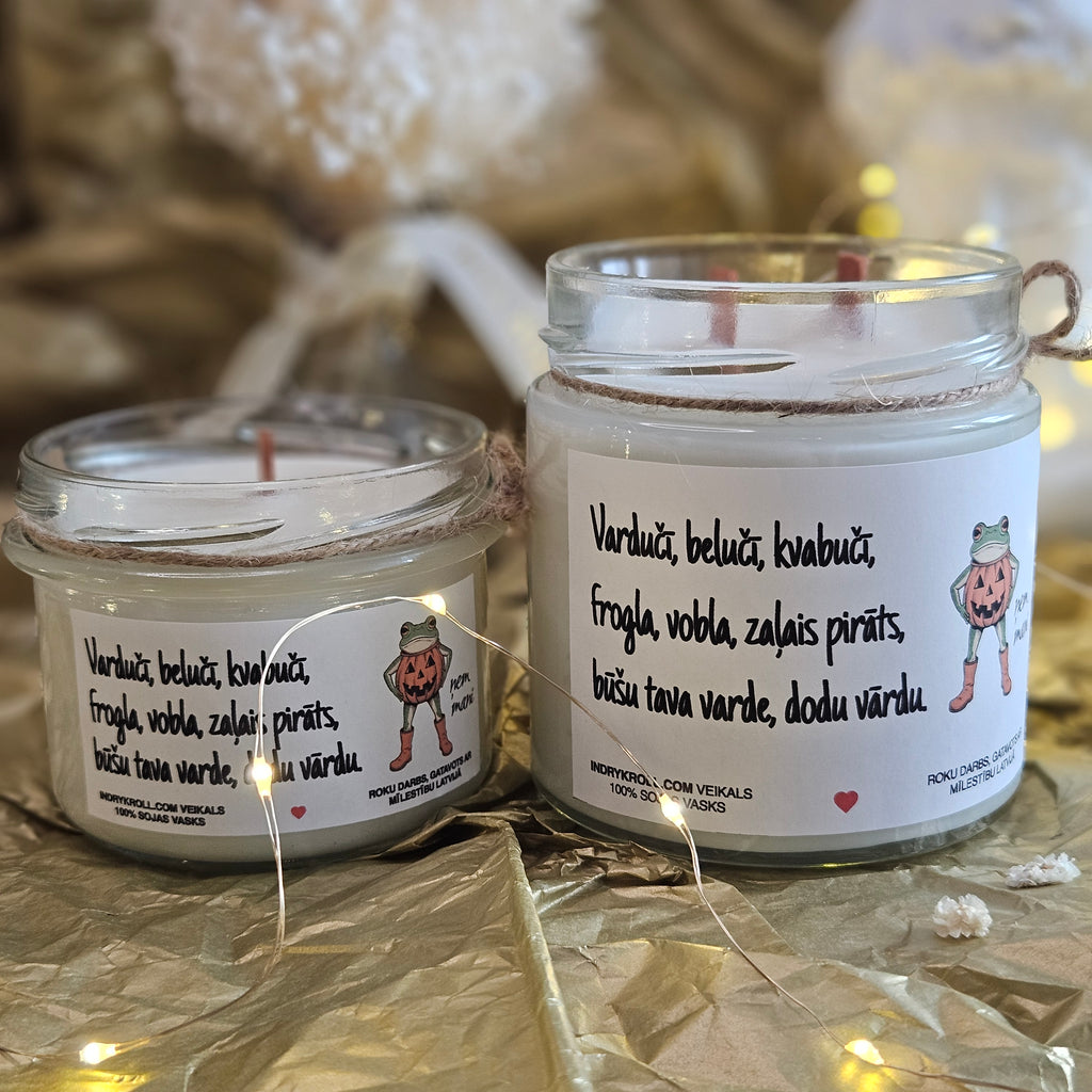 Prikols ar vardi, Helovīni, Sojas vaska svece - Eko produkts