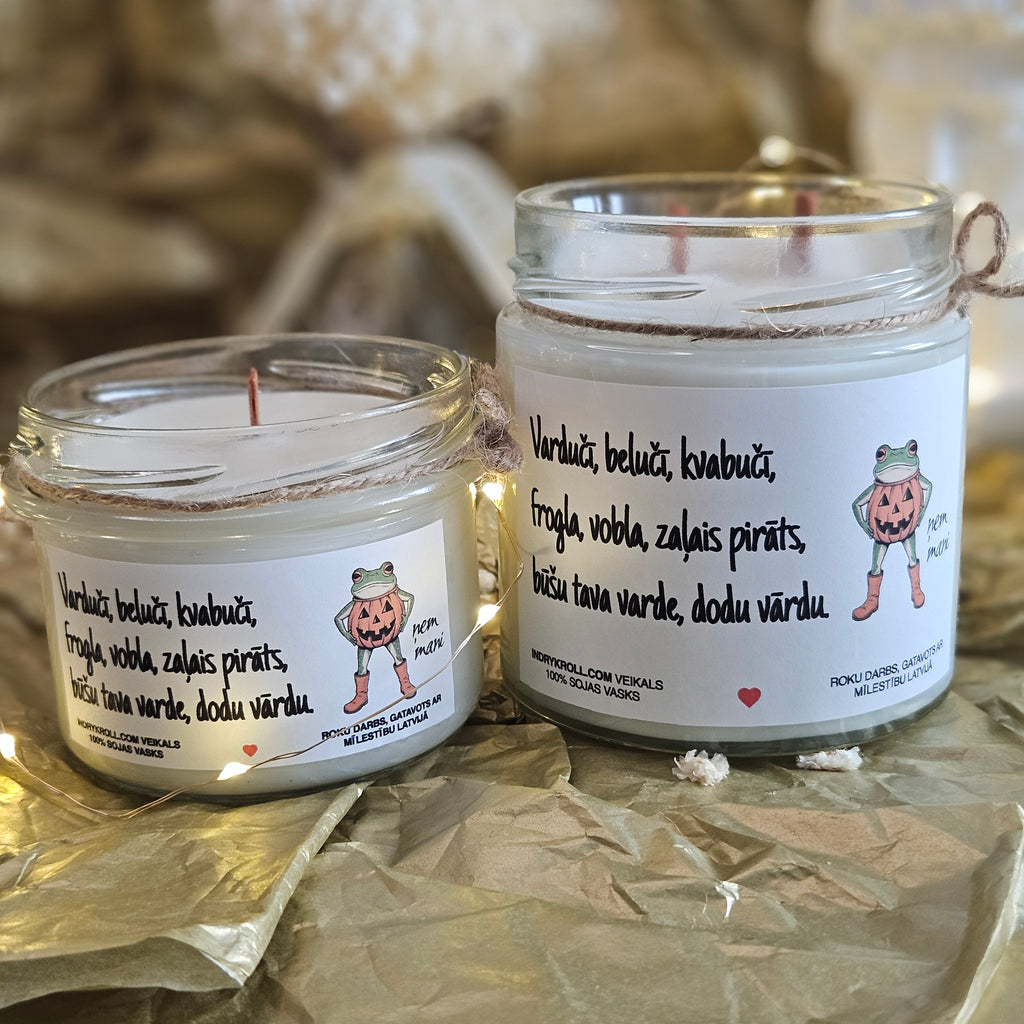 Prikols ar vardi, Helovīni, Sojas vaska svece - Eko produkts