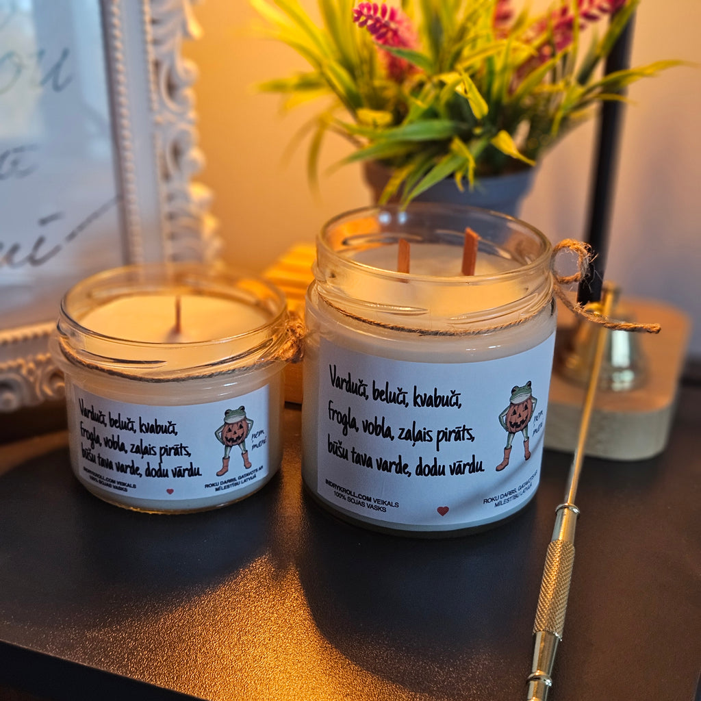 Prikols ar vardi, Helovīni, Sojas vaska svece - Eko produkts