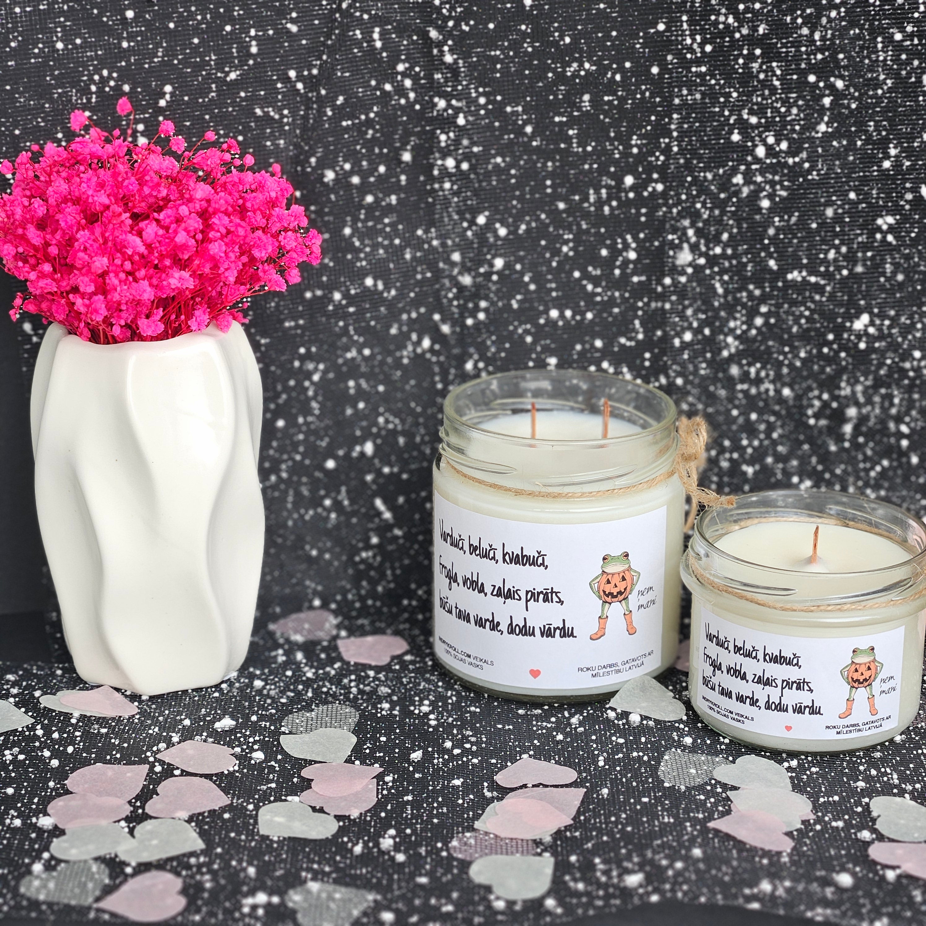 Prikols ar vardi, Helovīni, Sojas vaska svece - Eko produkts