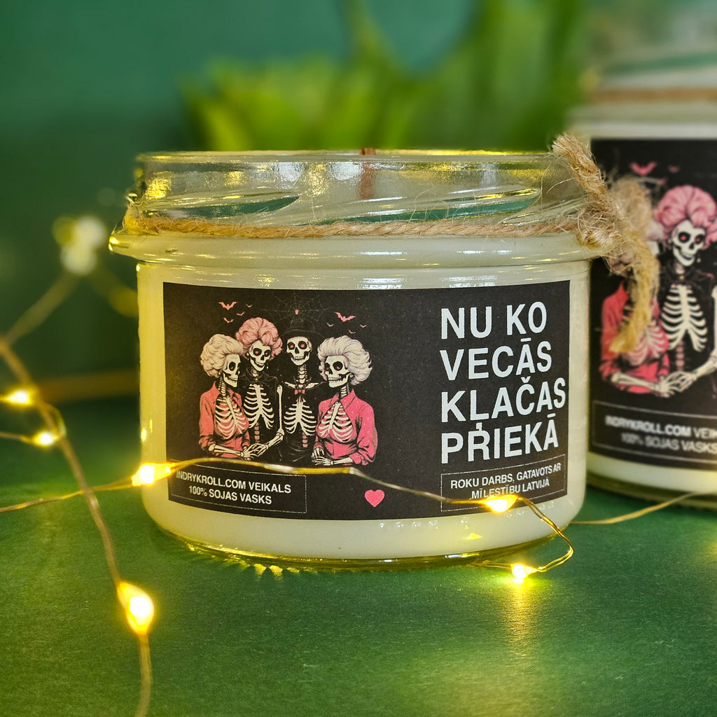 Nu ko, vecās, klačas priekā | Sojas svece ar koka dakti