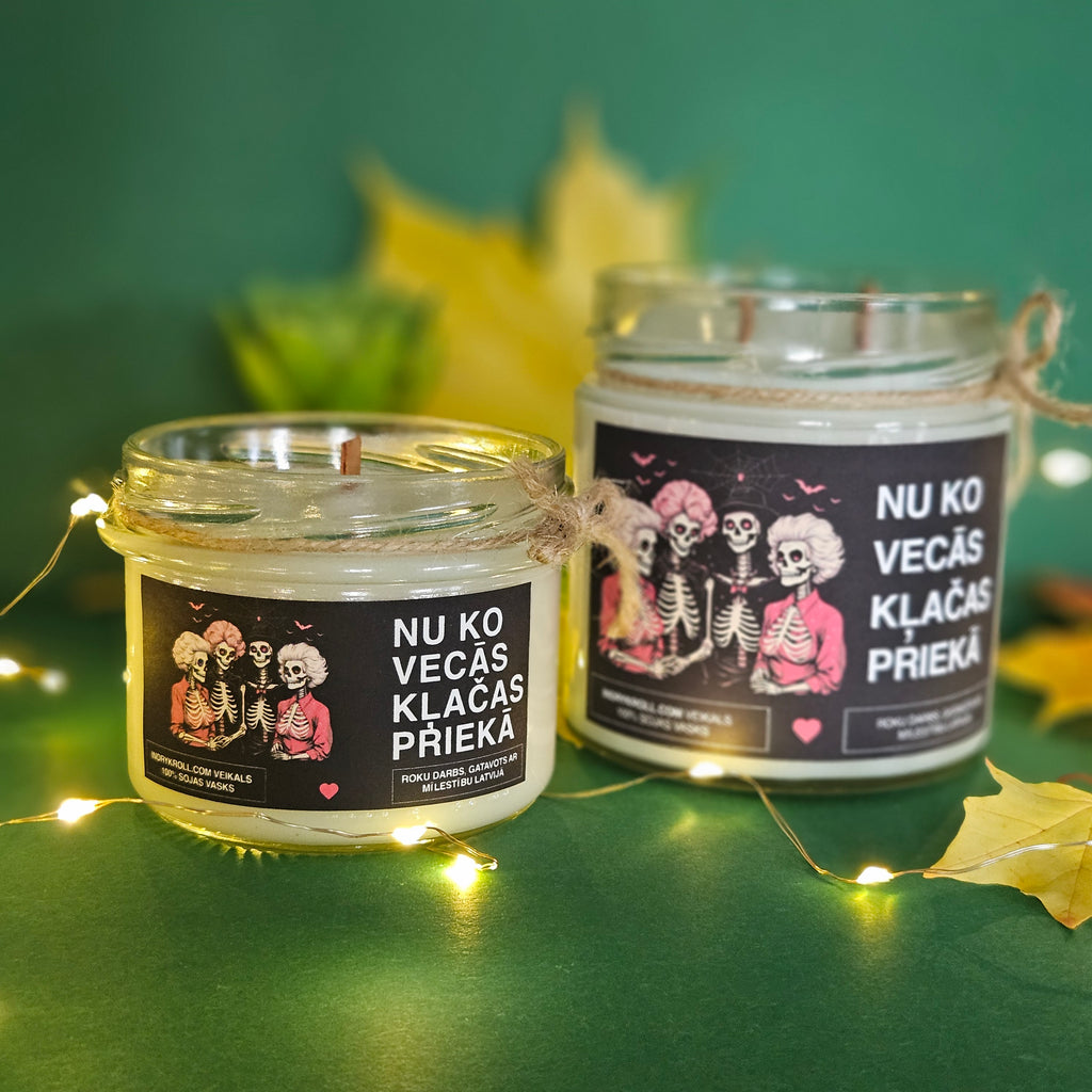 Nu ko, vecās, klačas priekā | Sojas svece ar koka dakti