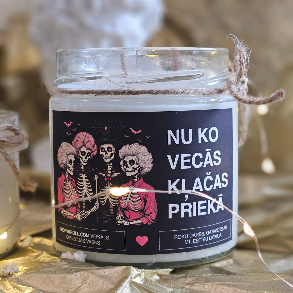 Nu ko, vecās, klačas priekā | Sojas svece ar koka dakti
