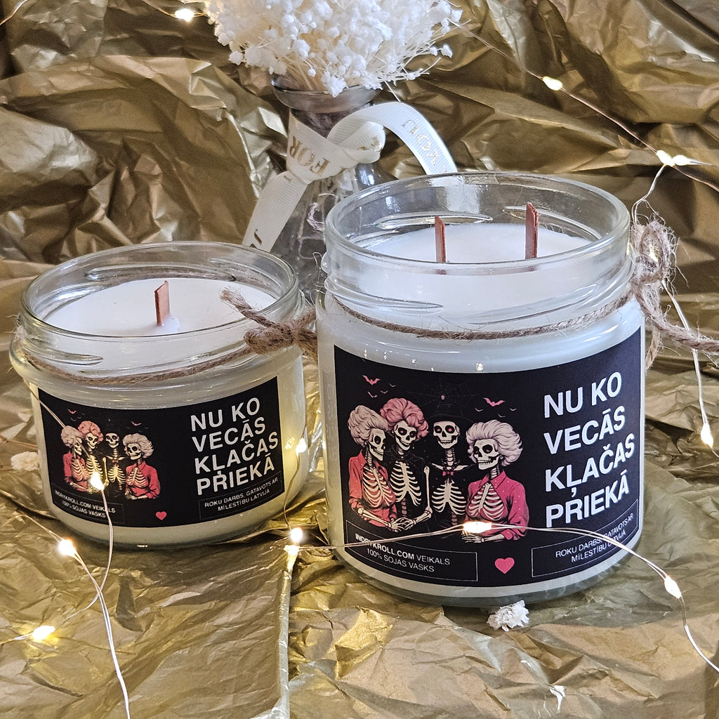 Nu ko, vecās, klačas priekā | Sojas svece ar koka dakti