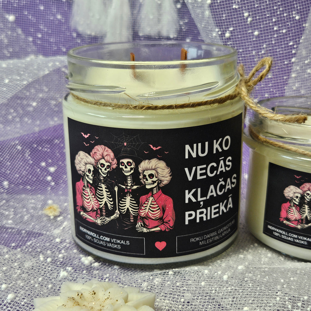 Nu ko, vecās, klačas priekā | Sojas svece ar koka dakti
