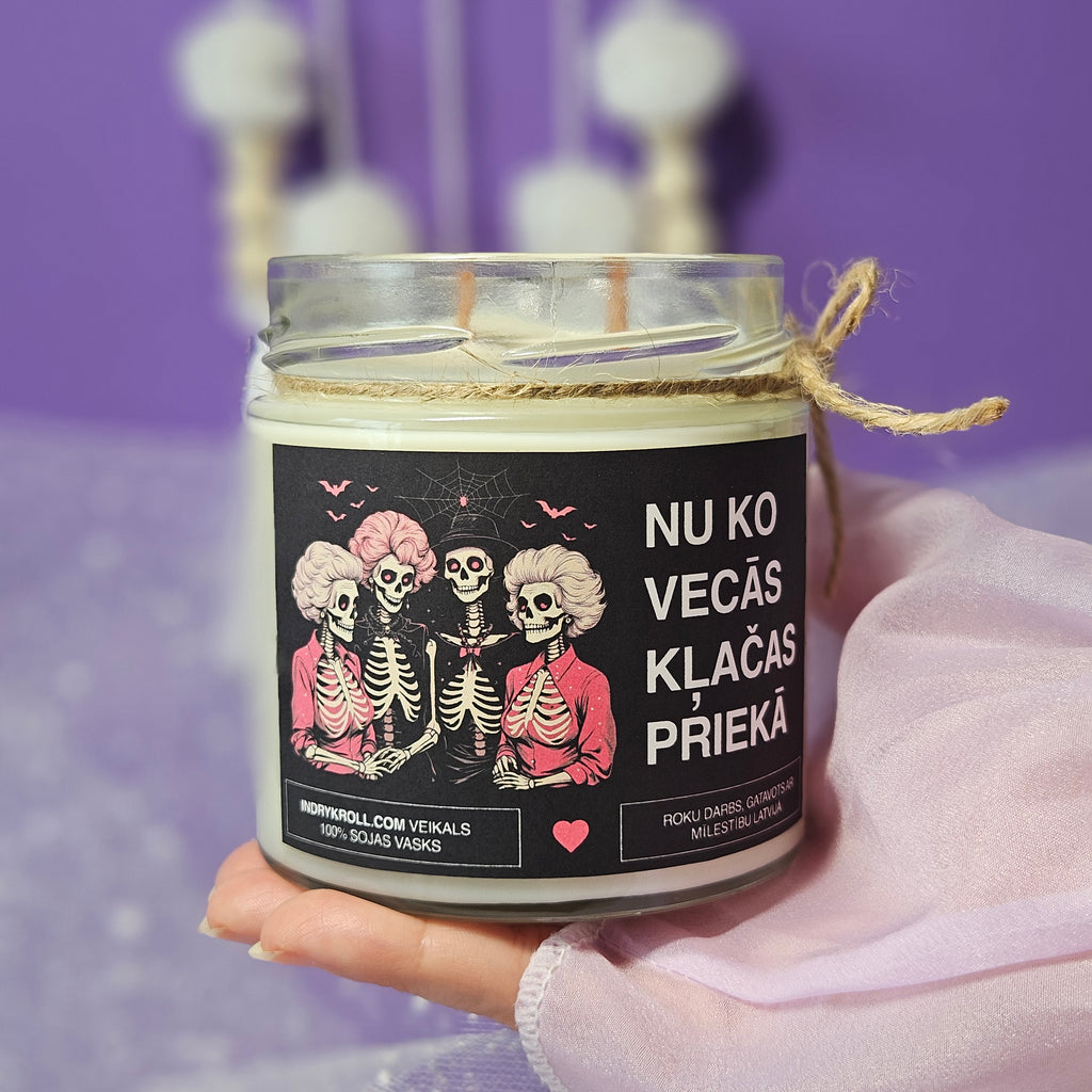 Nu ko, vecās, klačas priekā | Sojas svece ar koka dakti