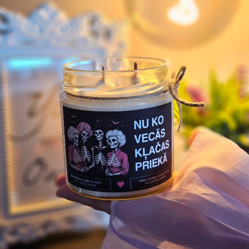 Nu ko, vecās, klačas priekā | Sojas svece ar koka dakti