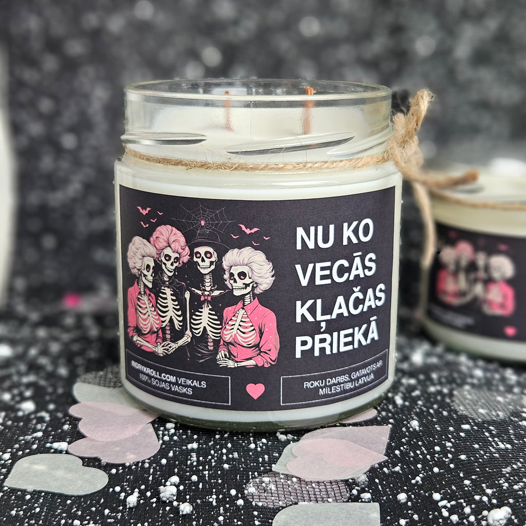 Nu ko, vecās, klačas priekā | Sojas svece ar koka dakti