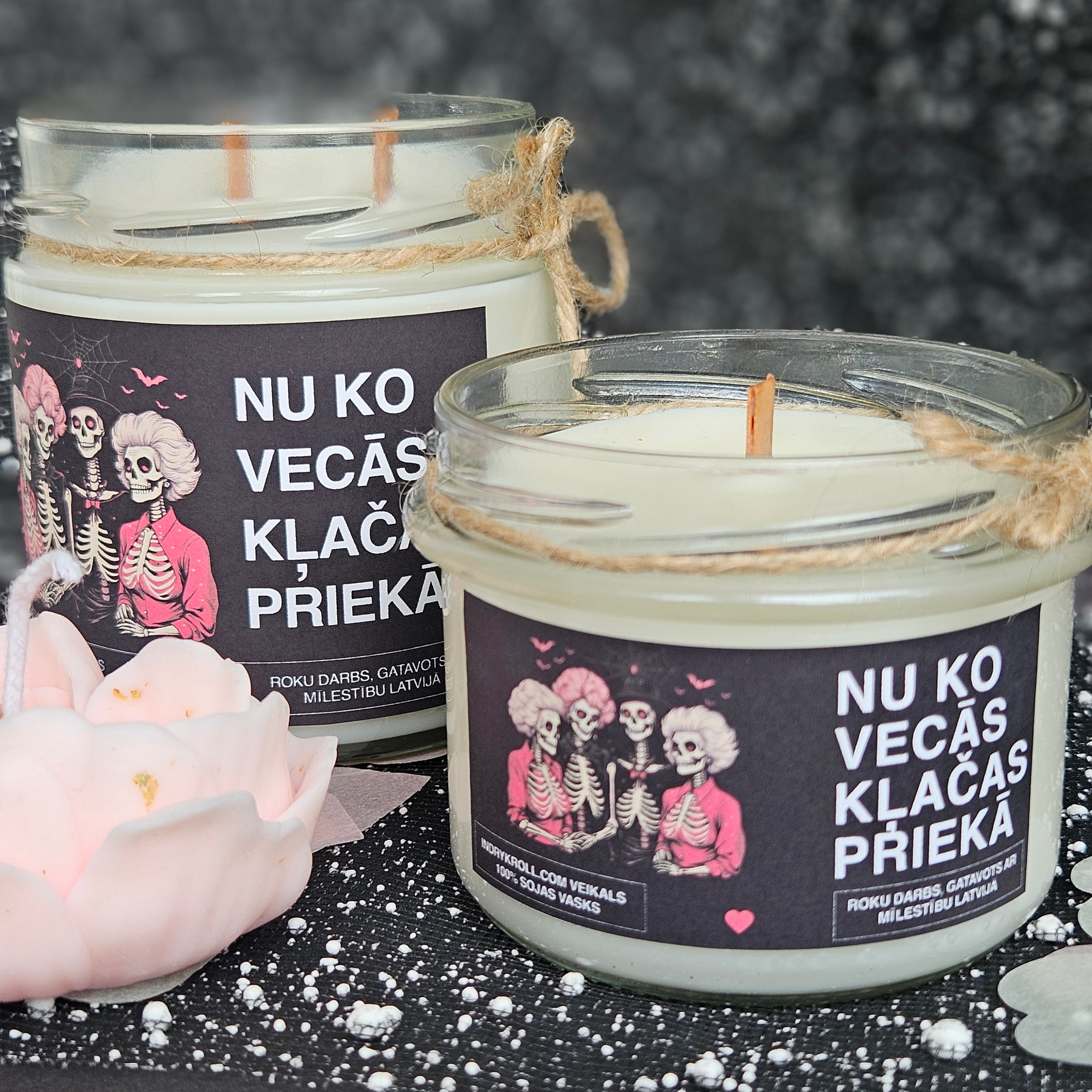 Nu ko, vecās, klačas priekā | Sojas svece ar koka dakti