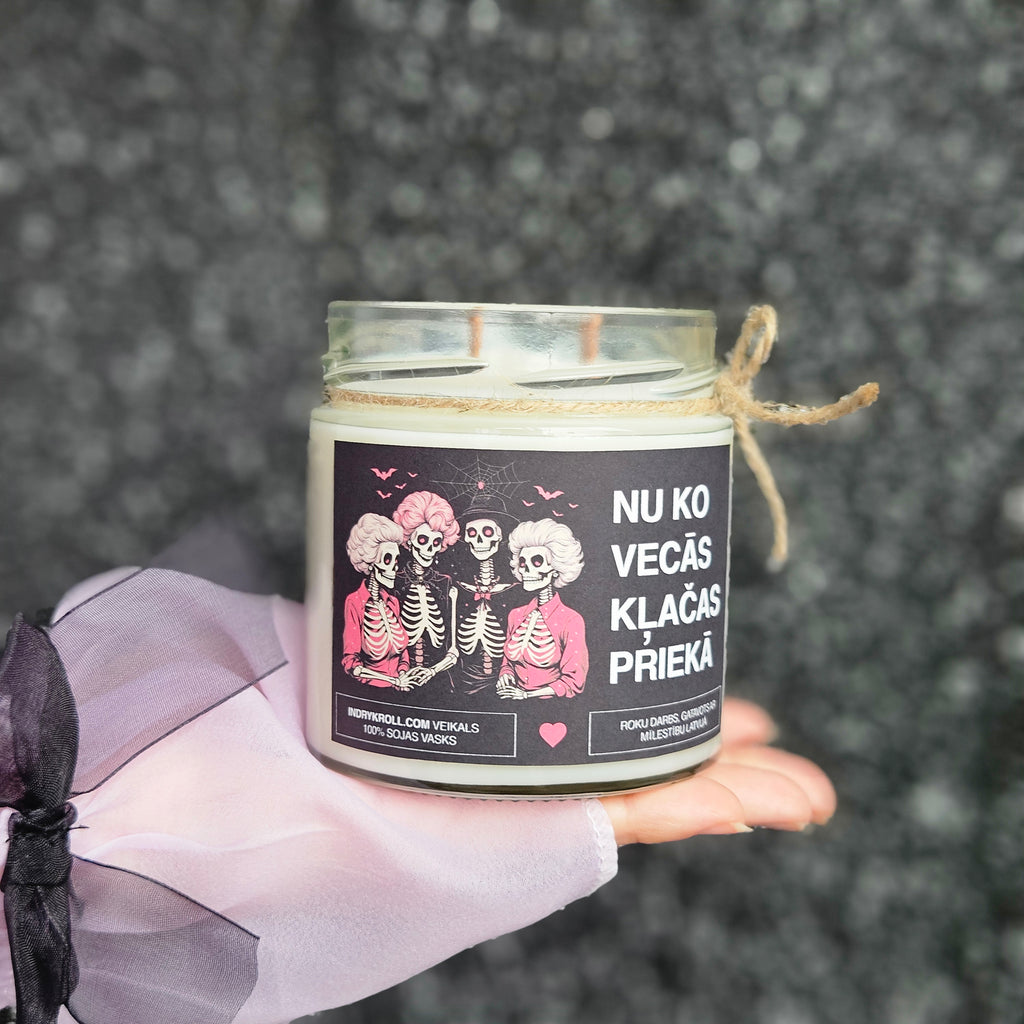 Nu ko, vecās, klačas priekā | Sojas svece ar koka dakti