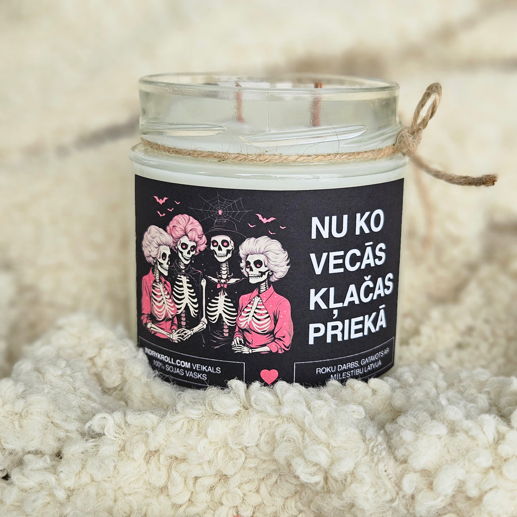 Nu ko, vecās, klačas priekā | Sojas svece ar koka dakti