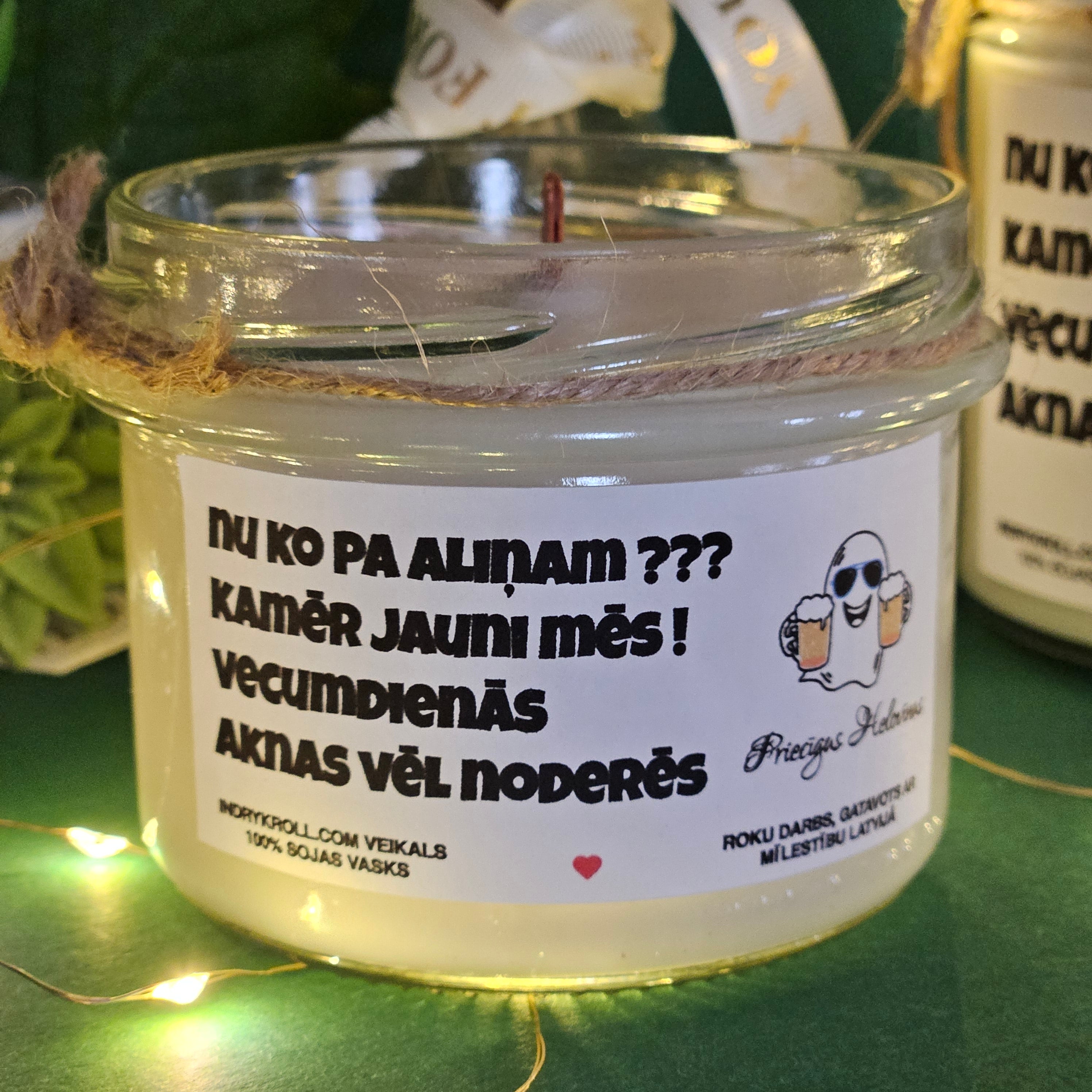 Nu ko pa aliņam??? | 100% Sojas svece ar koka dakti | Laba dāvana