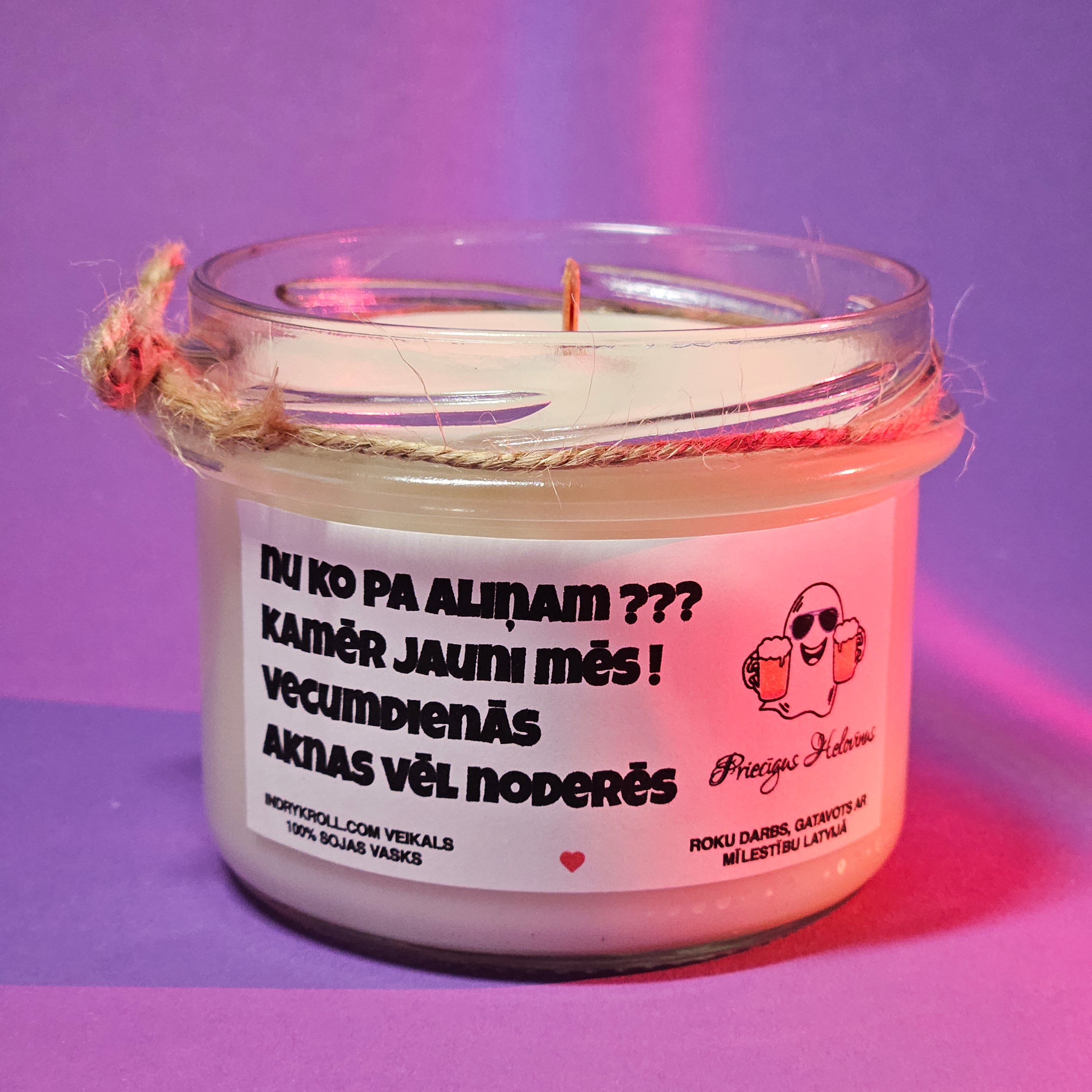 Nu ko pa aliņam??? | 100% Sojas svece ar koka dakti | Laba dāvana