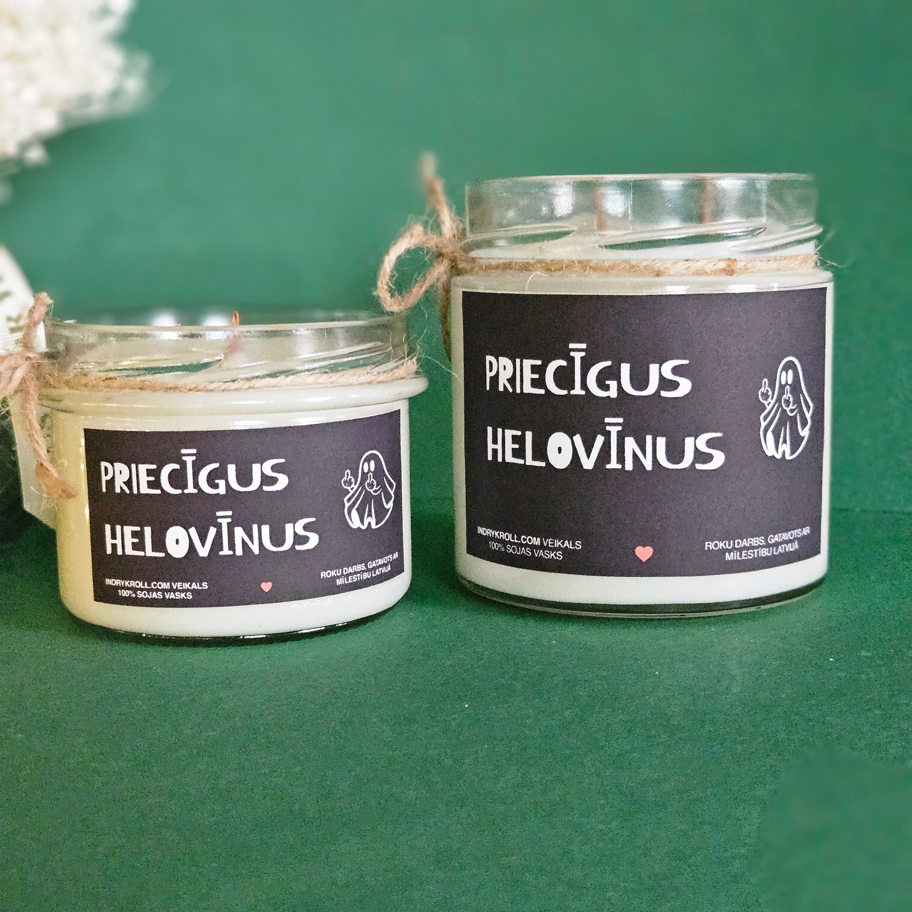 Priecīgus Helovīnus | Sojas svece ar koka dakti - Eko produkts