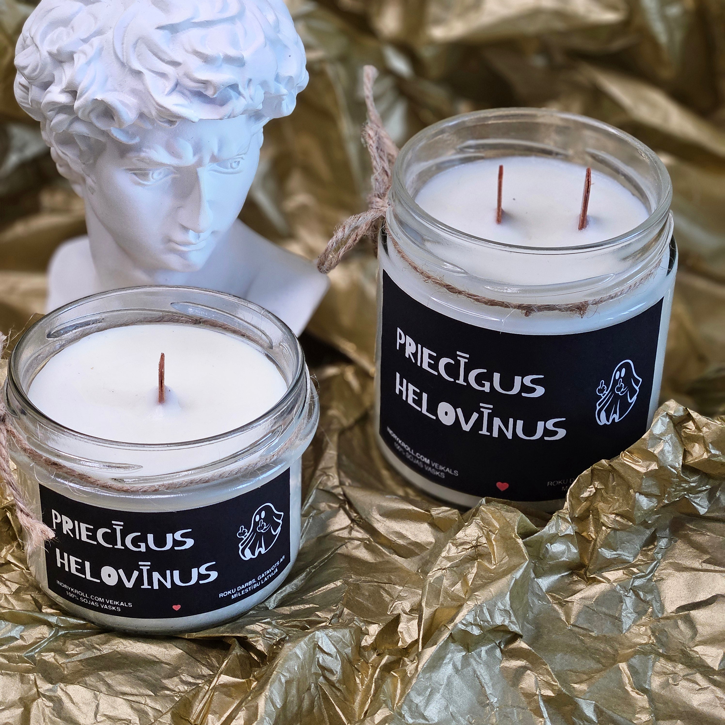 Priecīgus Helovīnus | Sojas svece ar koka dakti - Eko produkts