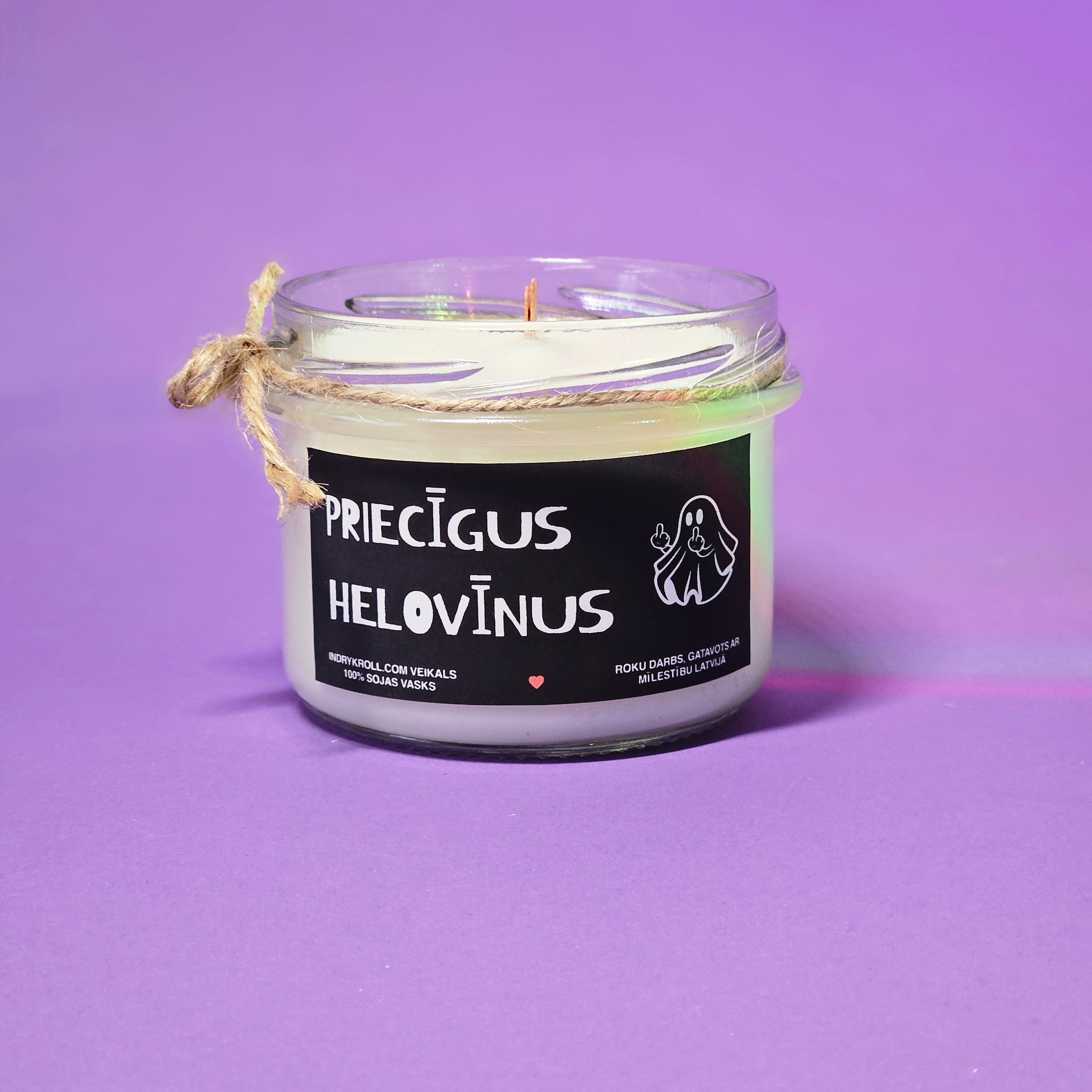 Priecīgus Helovīnus | Sojas svece ar koka dakti - Eko produkts