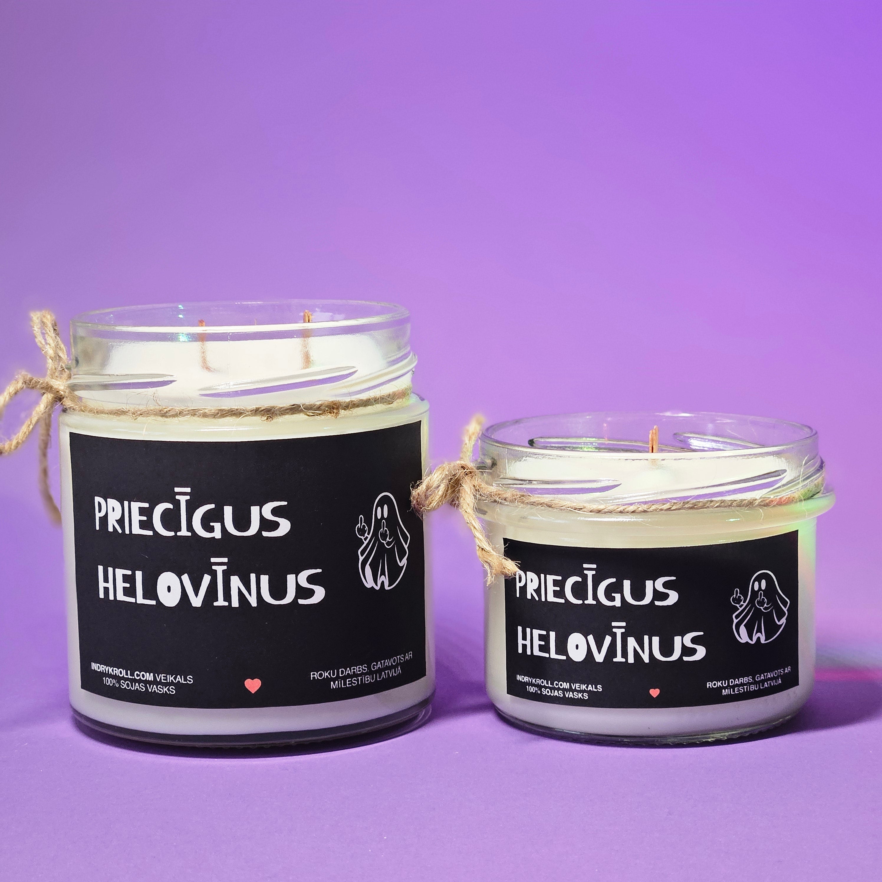 Priecīgus Helovīnus | Sojas svece ar koka dakti - Eko produkts