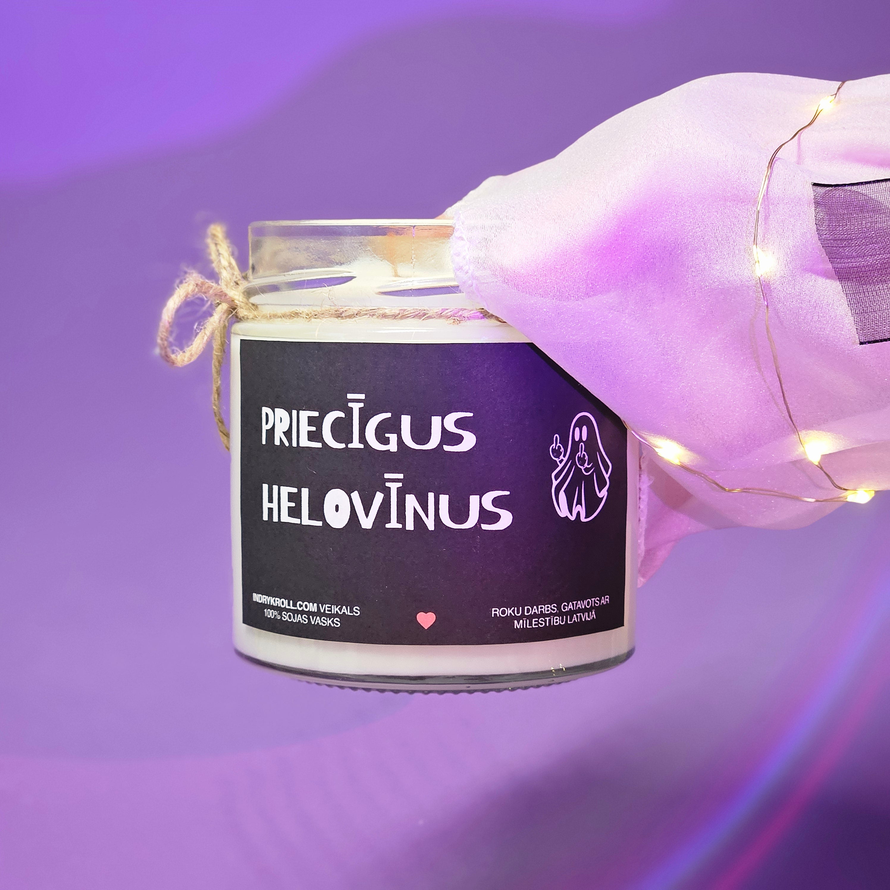 Priecīgus Helovīnus | Sojas svece ar koka dakti - Eko produkts