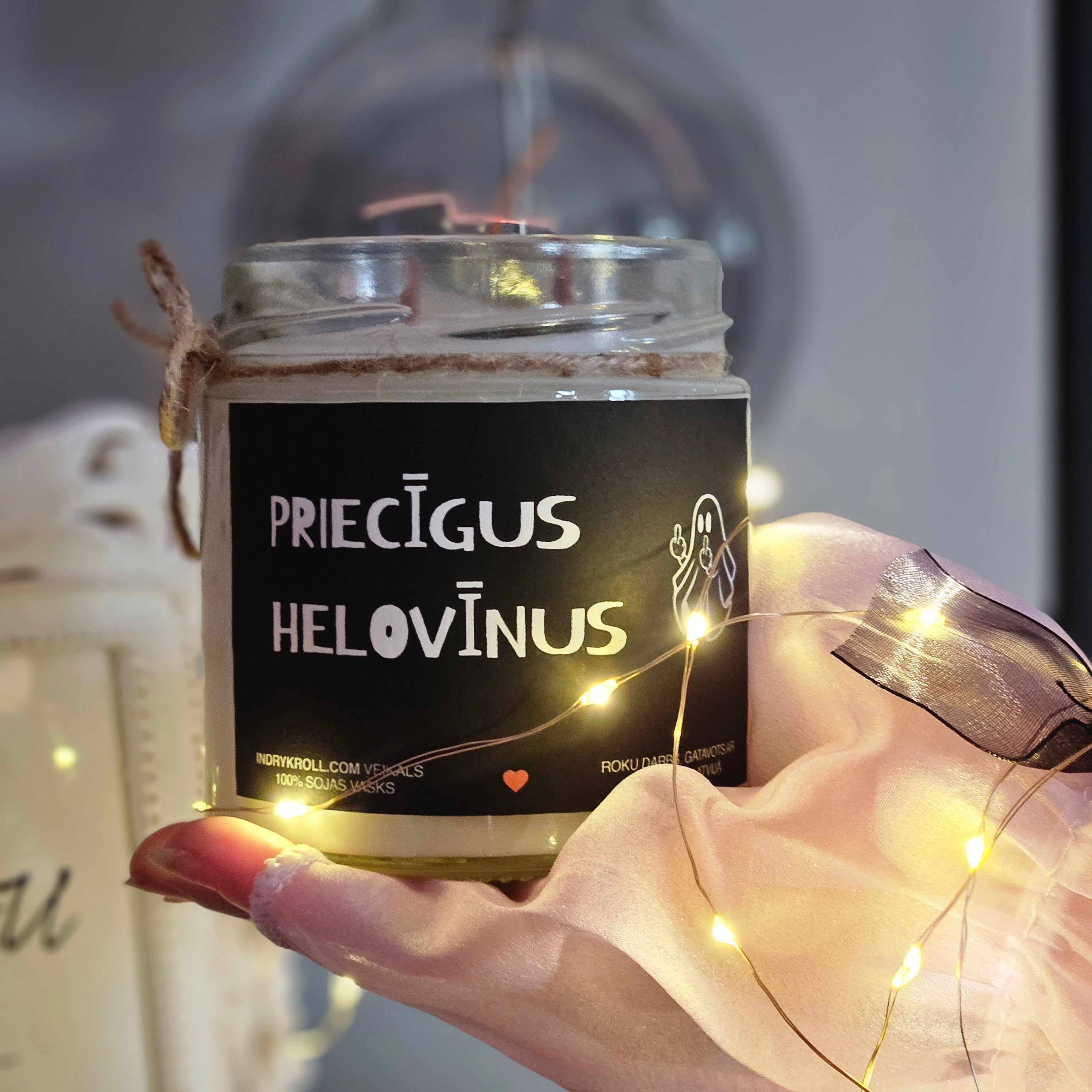 Priecīgus Helovīnus | Sojas svece ar koka dakti - Eko produkts