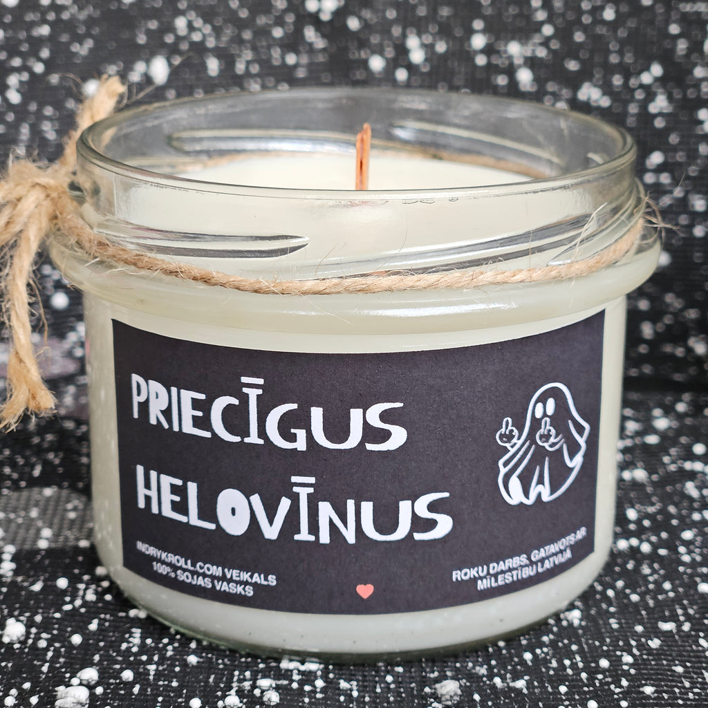 Priecīgus Helovīnus | Sojas svece ar koka dakti - Eko produkts