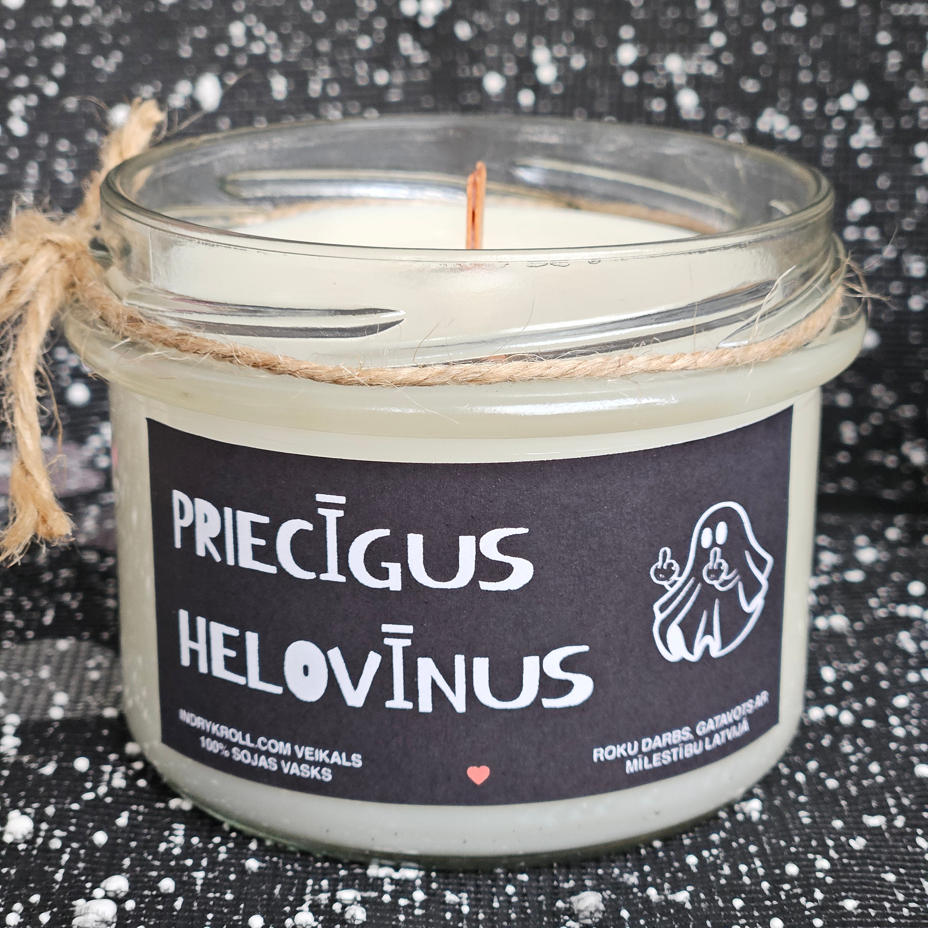 Priecīgus Helovīnus | Sojas svece ar koka dakti - Eko produkts