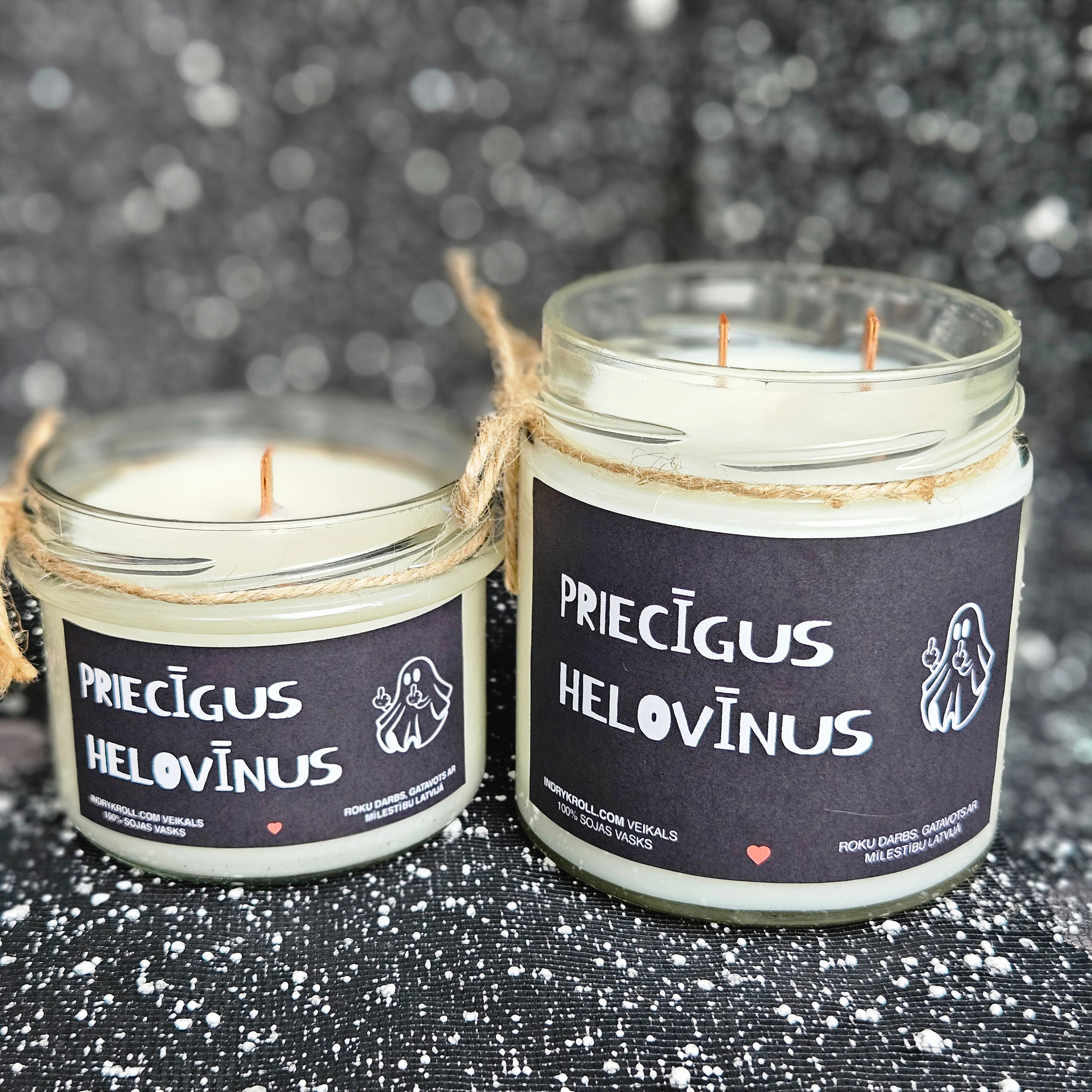 Priecīgus Helovīnus | Sojas svece ar koka dakti - Eko produkts