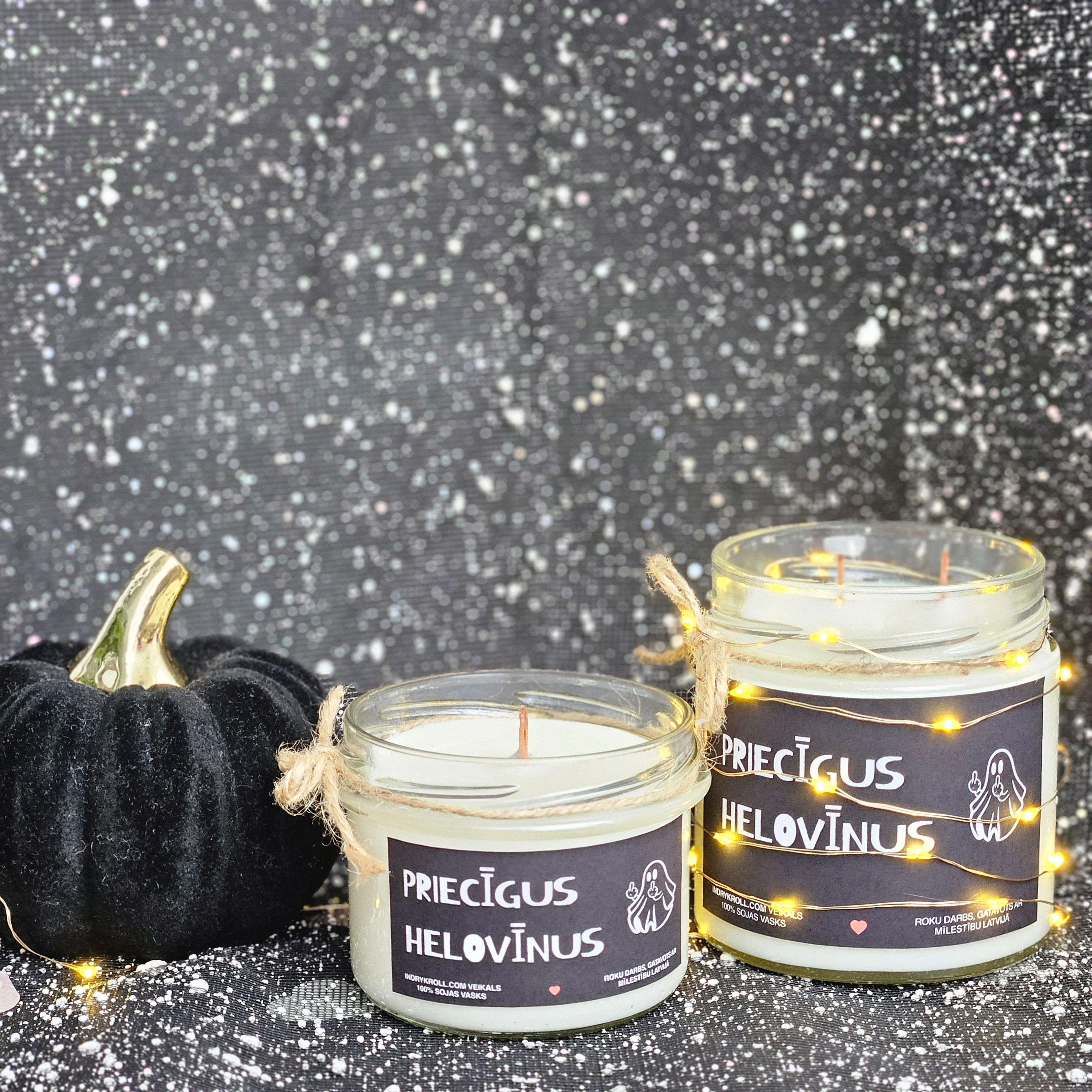 Priecīgus Helovīnus | Sojas svece ar koka dakti - Eko produkts