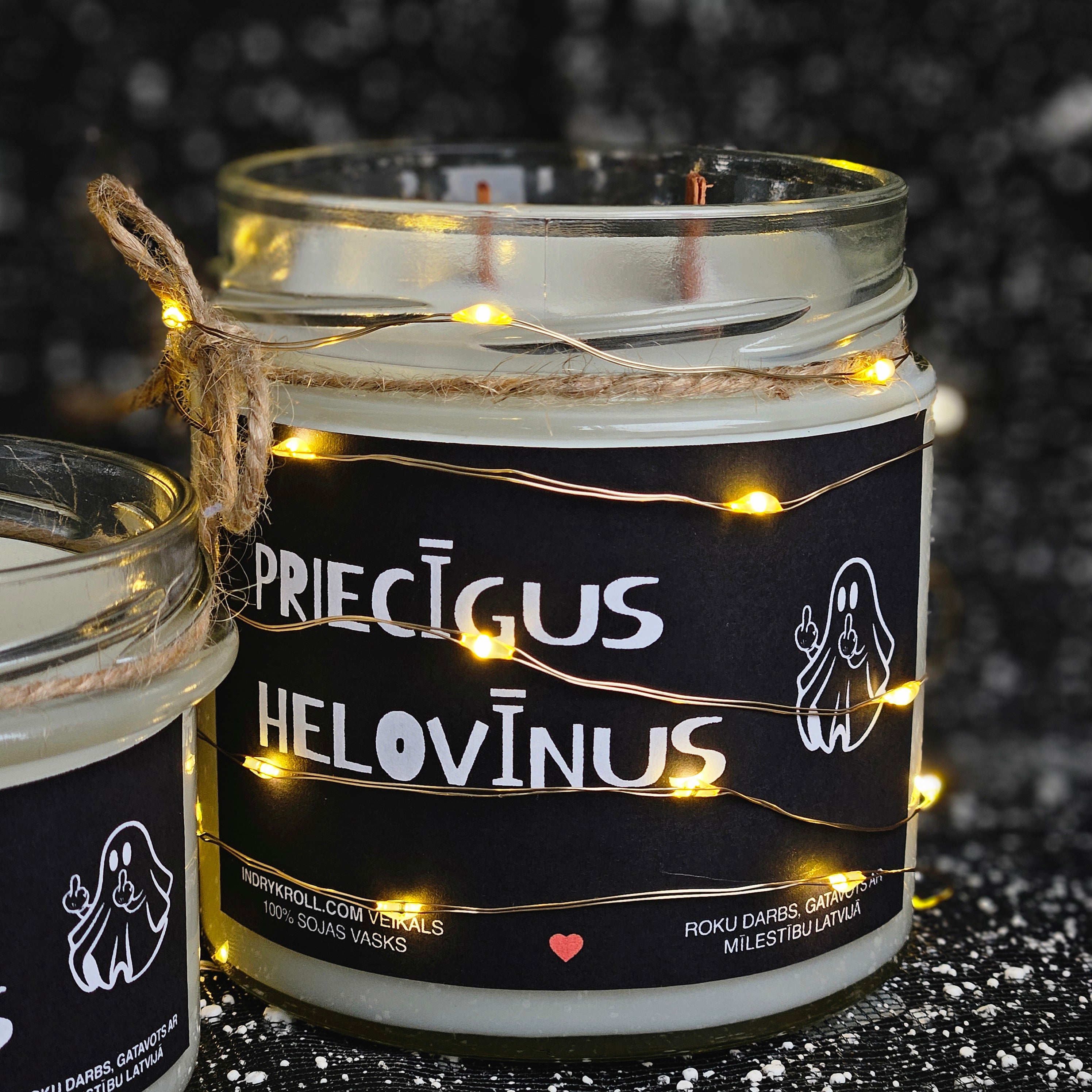 Priecīgus Helovīnus | Sojas svece ar koka dakti - Eko produkts