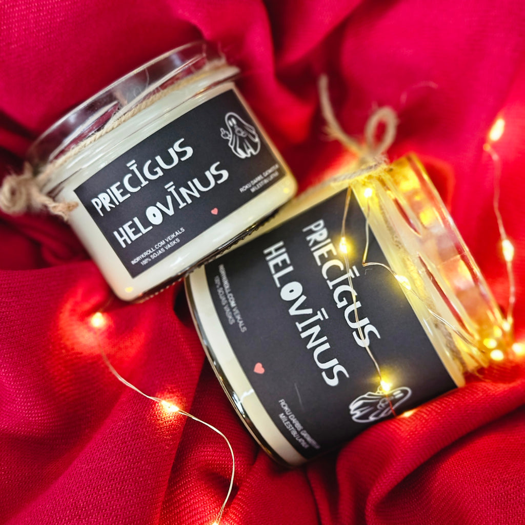 Priecīgus Helovīnus | Sojas svece ar koka dakti - Eko produkts