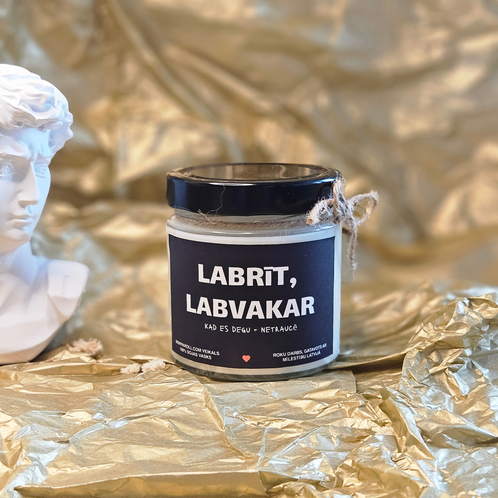 Labrīt, labvakar | Sojas svece ar koka dakti