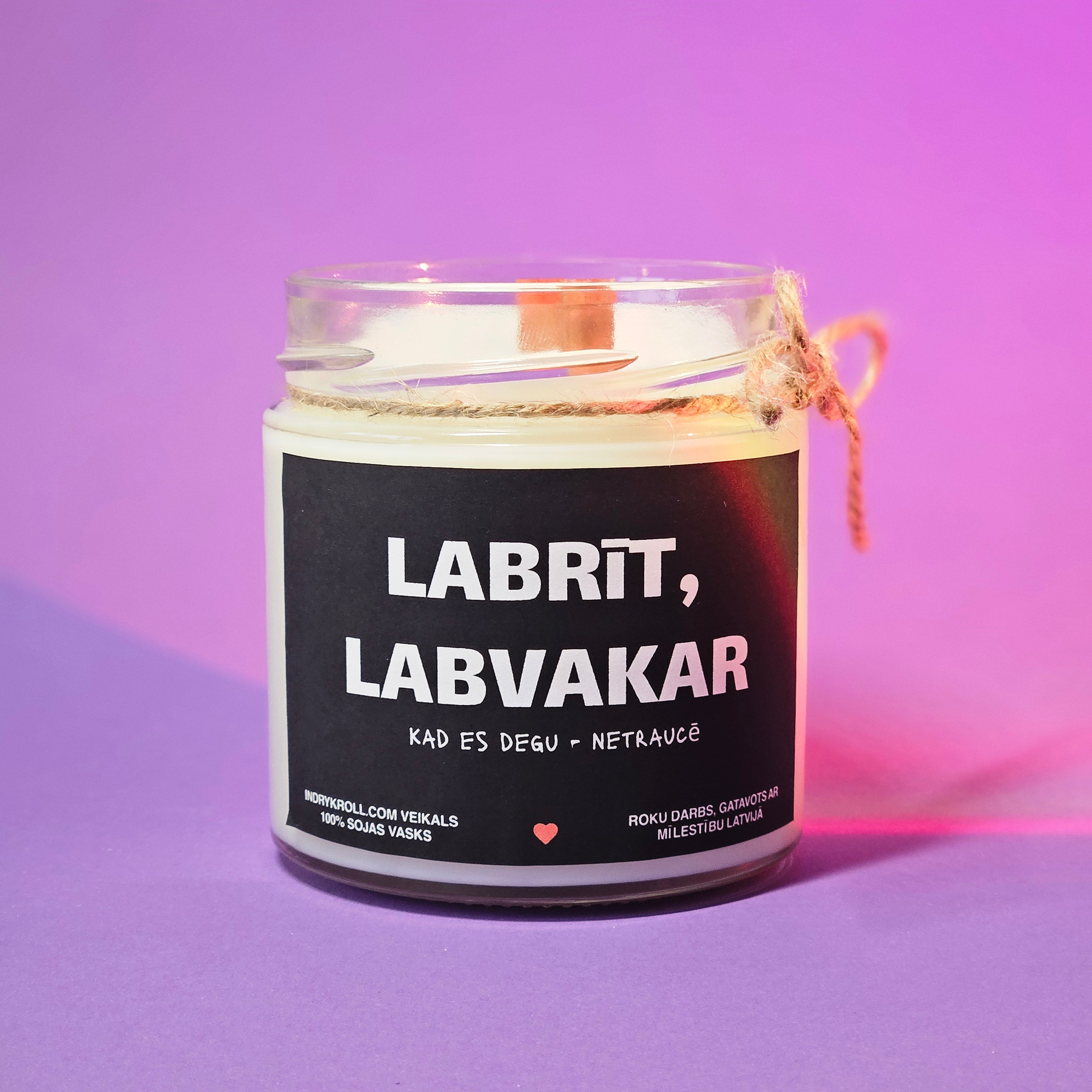 Labrīt, labvakar | Sojas svece ar koka dakti