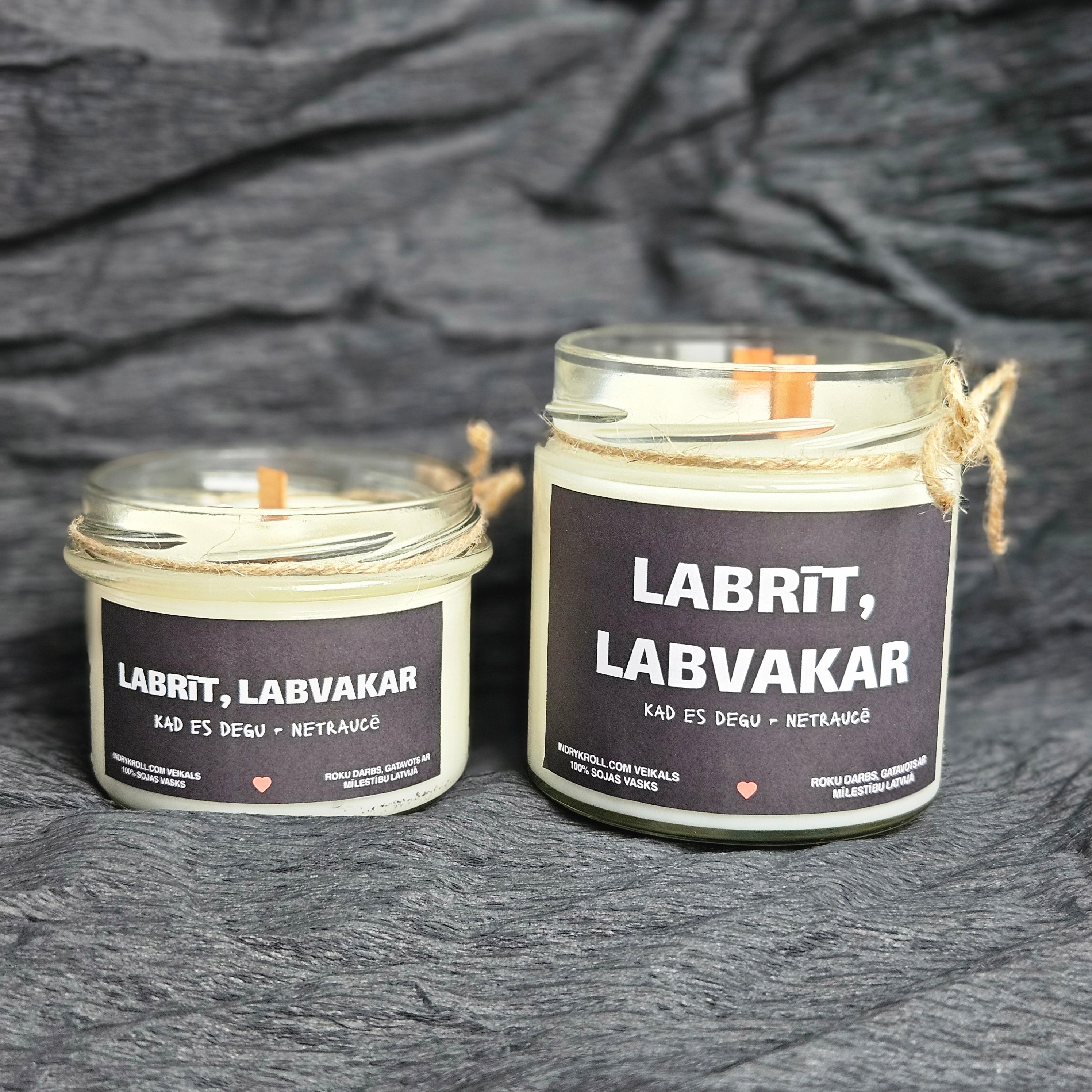 Labrīt, labvakar | Sojas svece ar koka dakti