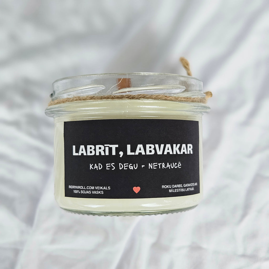 Labrīt, labvakar | Sojas svece ar koka dakti