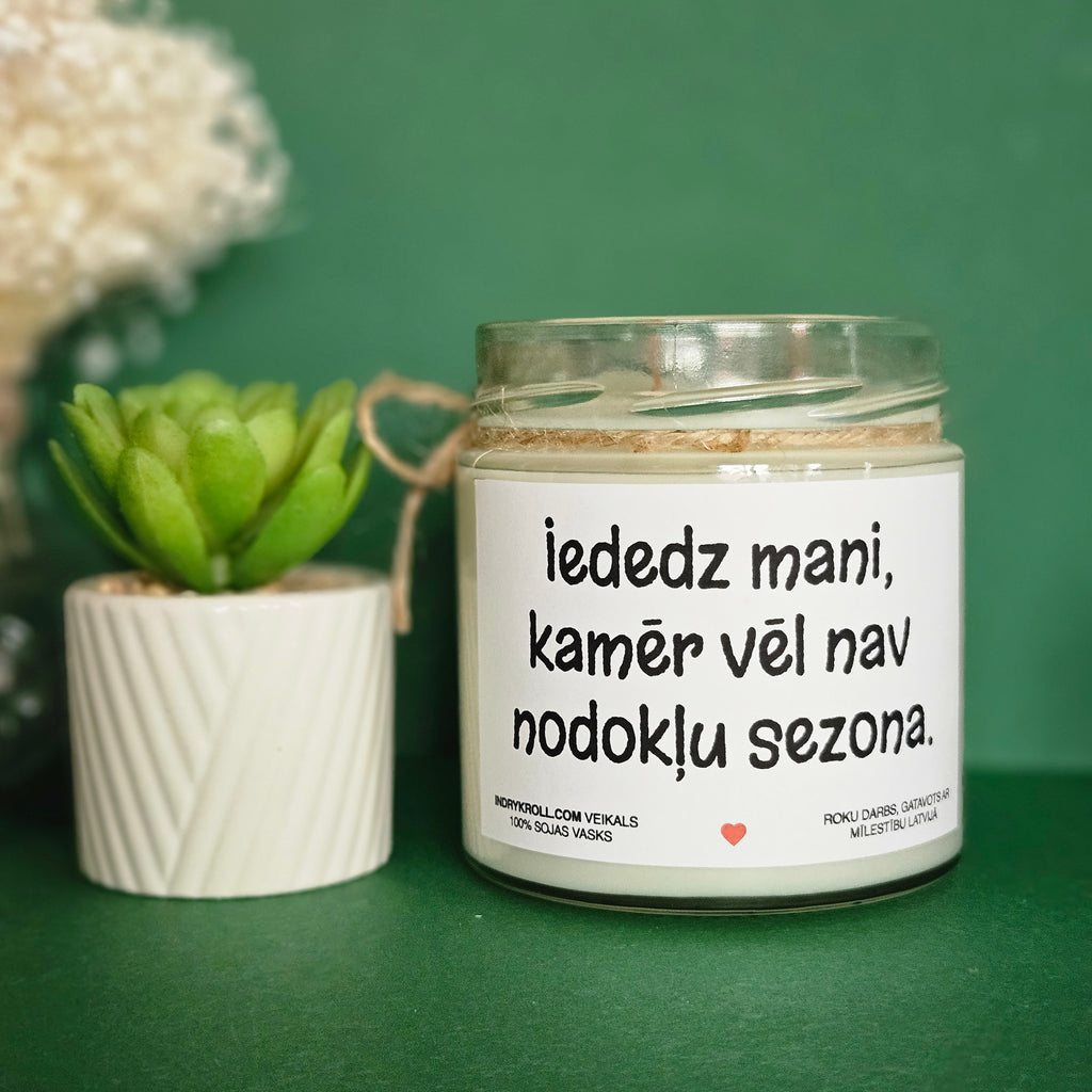 Iededz mani, kamēr vēl nav nodokļu sezona | Sojas svece ar koka dakti